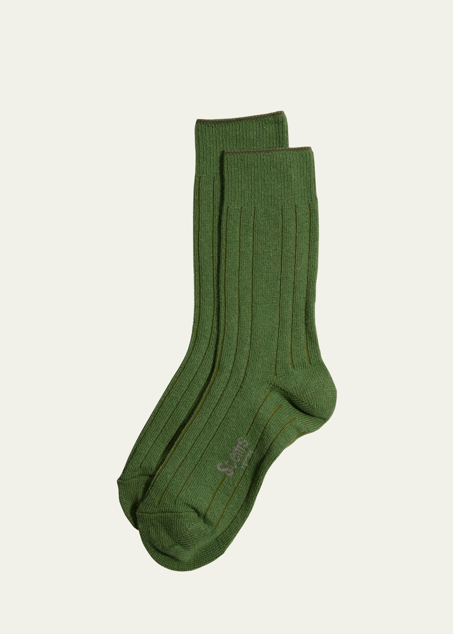 Stems Ribbed Lux Cashmere Socks In Green