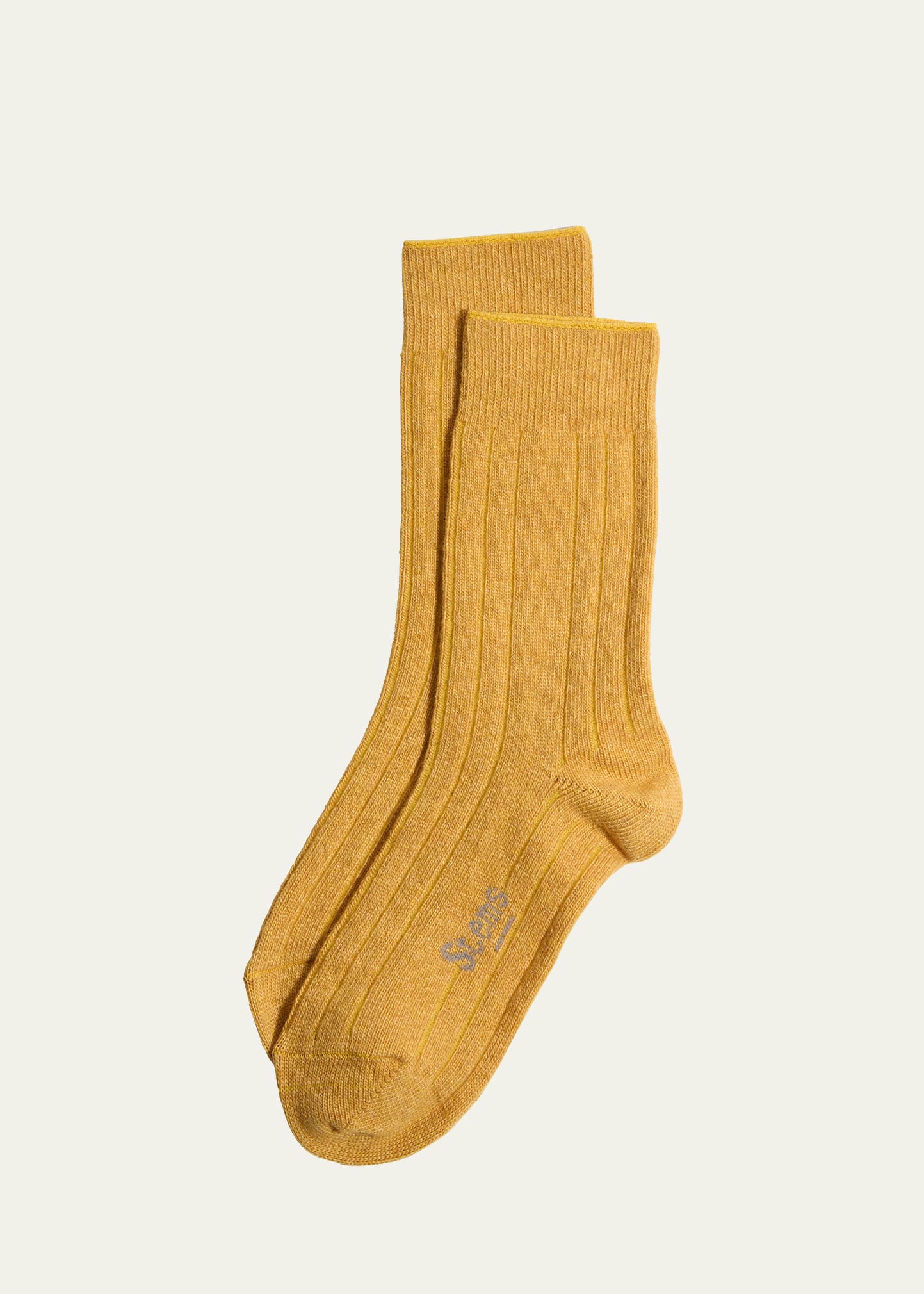 Stems Lux Cashmere Wool Crew Socks In Ochre