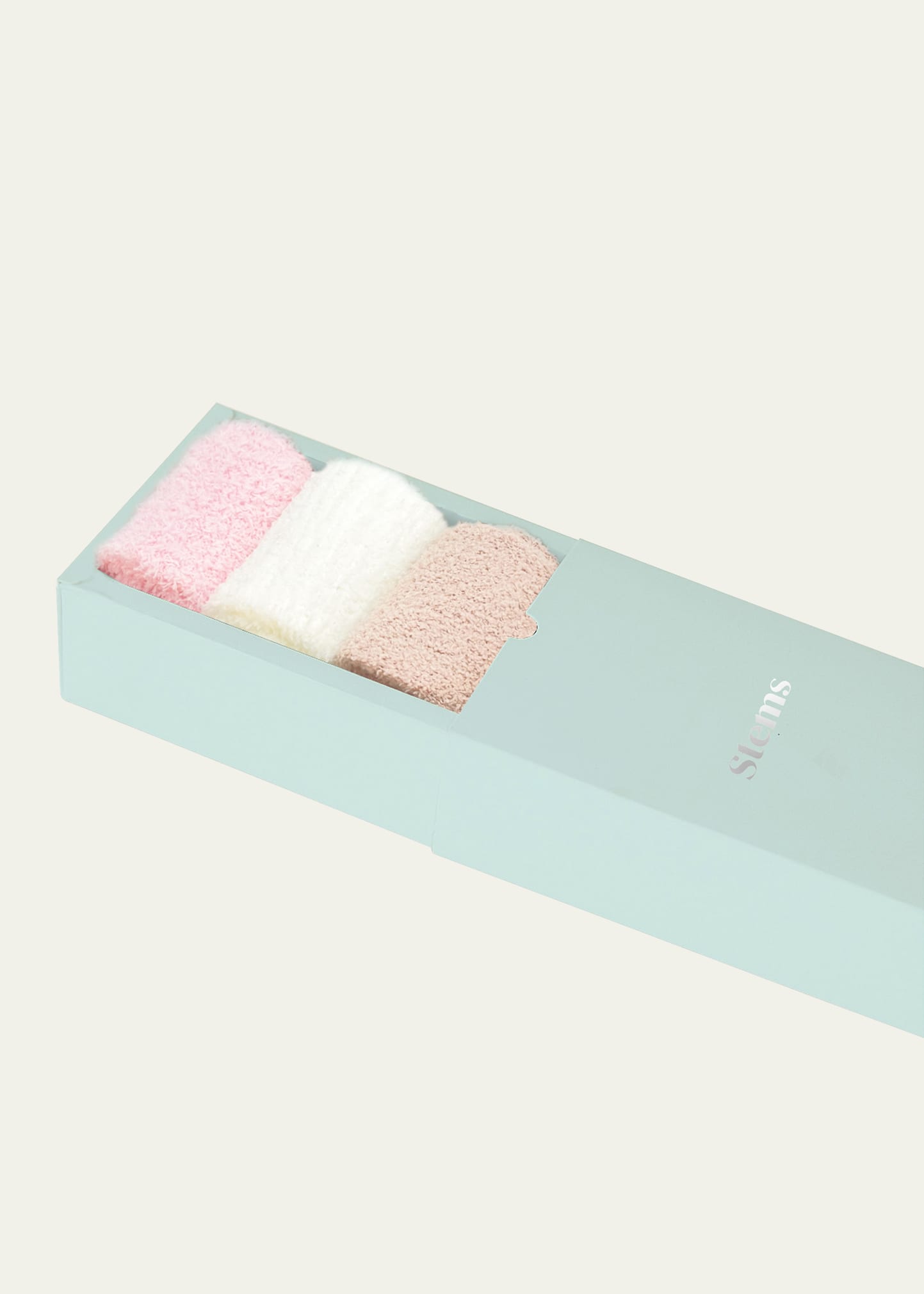 Stems Plush Cozy Ankle Socks 3-pack In Ivory/blush/dusty