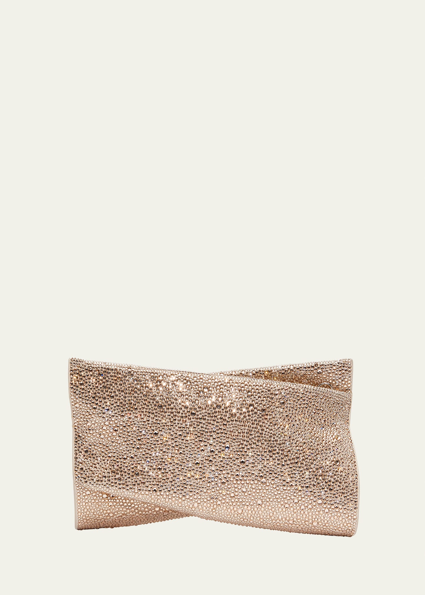 Shop Christian Louboutin Loubitwist Small Clutch In Strass Suede In Leche