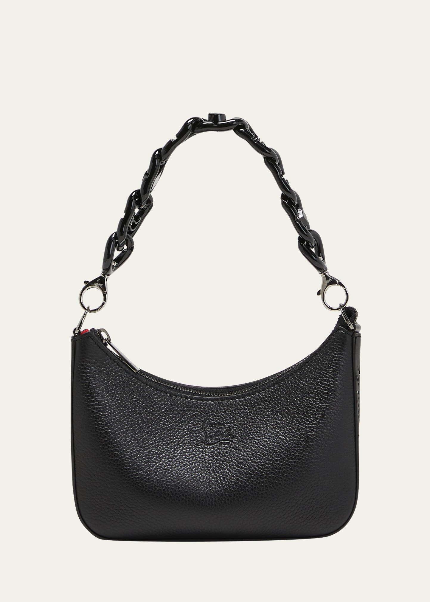 Shop Christian Louboutin Loubila Chain Mini Shoulder Bag In Leather In Black