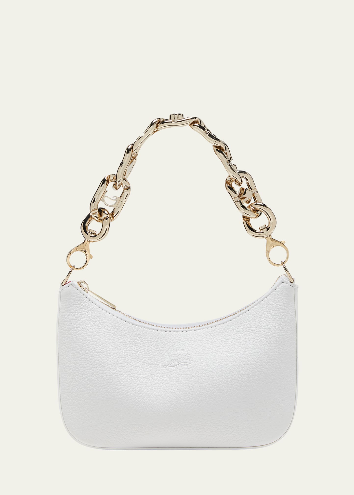 Christian Louboutin Loubila Mini Chain Leather Shoulder Bag In Bianco