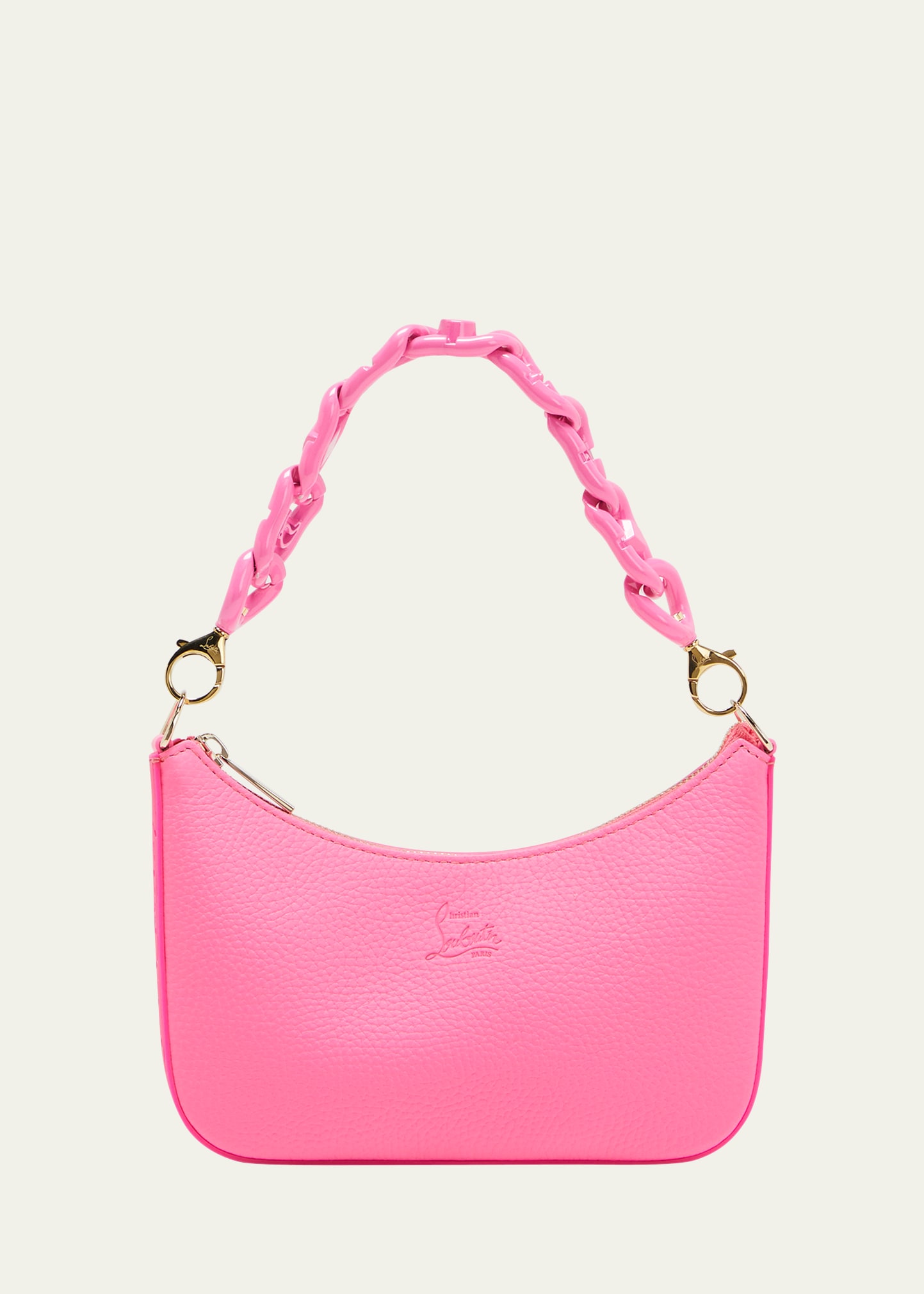Christian Louboutin Loubila Mini Chain Leather Shoulder Bag In Neon Pink