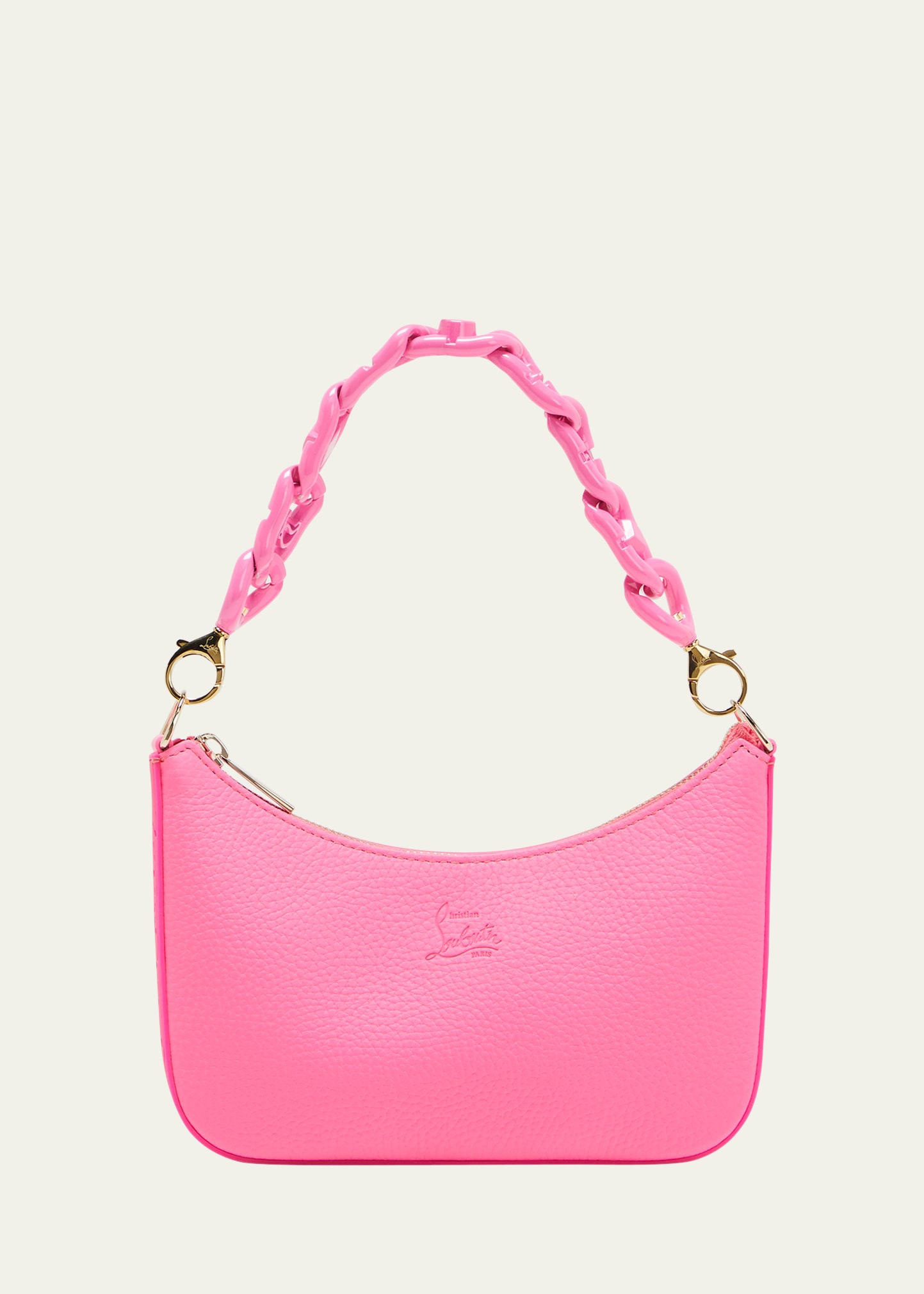 Christian Louboutin Loubila Chain-embellished Leather Shoulder Bag In Pink