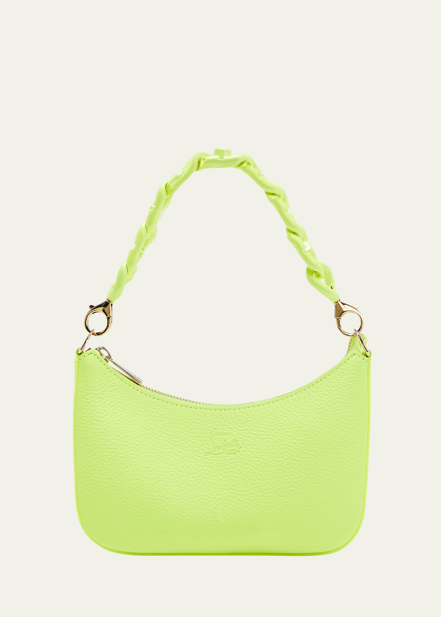 Christian Louboutin Loubila Chain Mini Leather Shoulder Bag In Neon Yellow