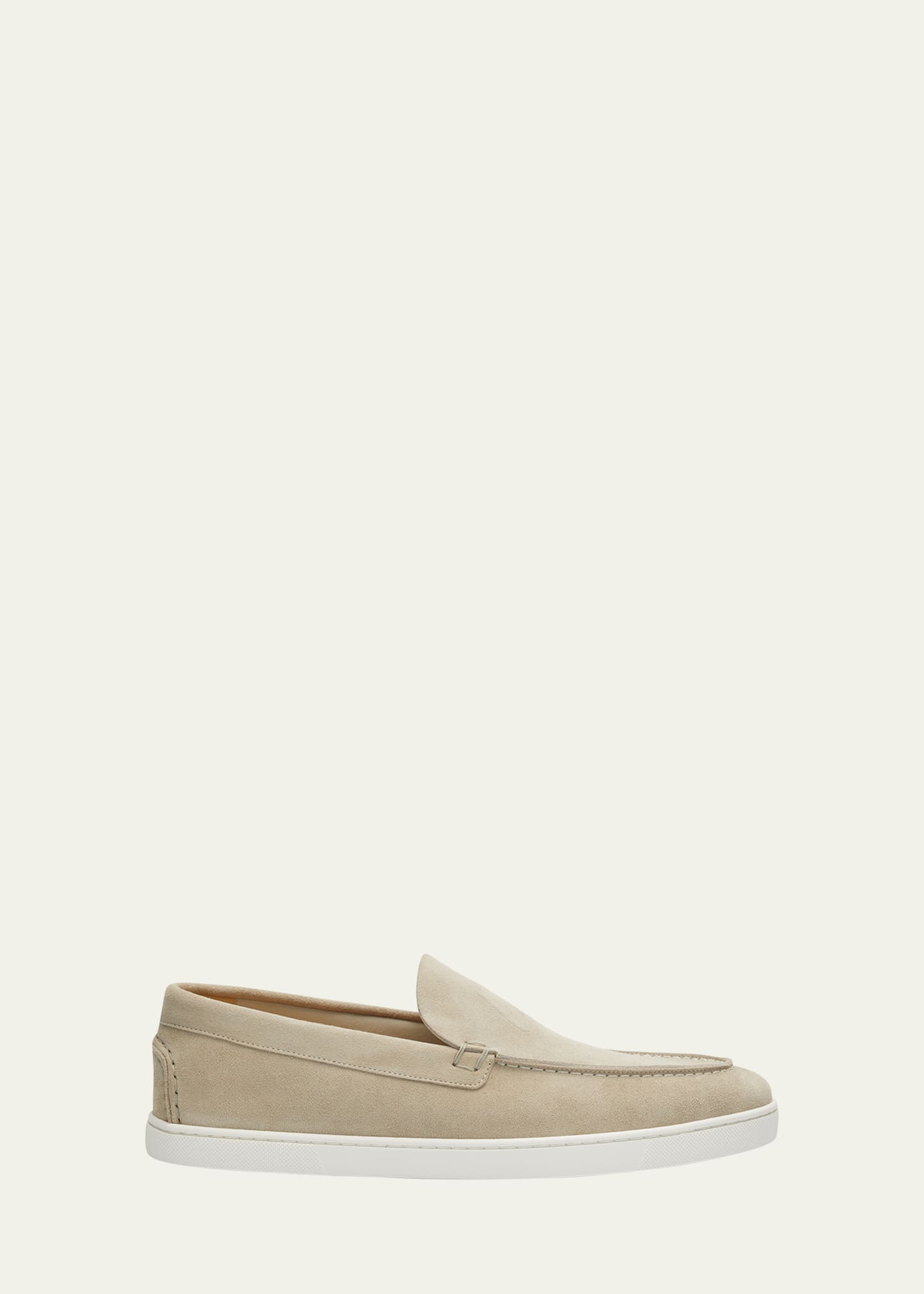 Christian Louboutin Men's Varsiboat Red Sole Leather Boat Shoes In Marine