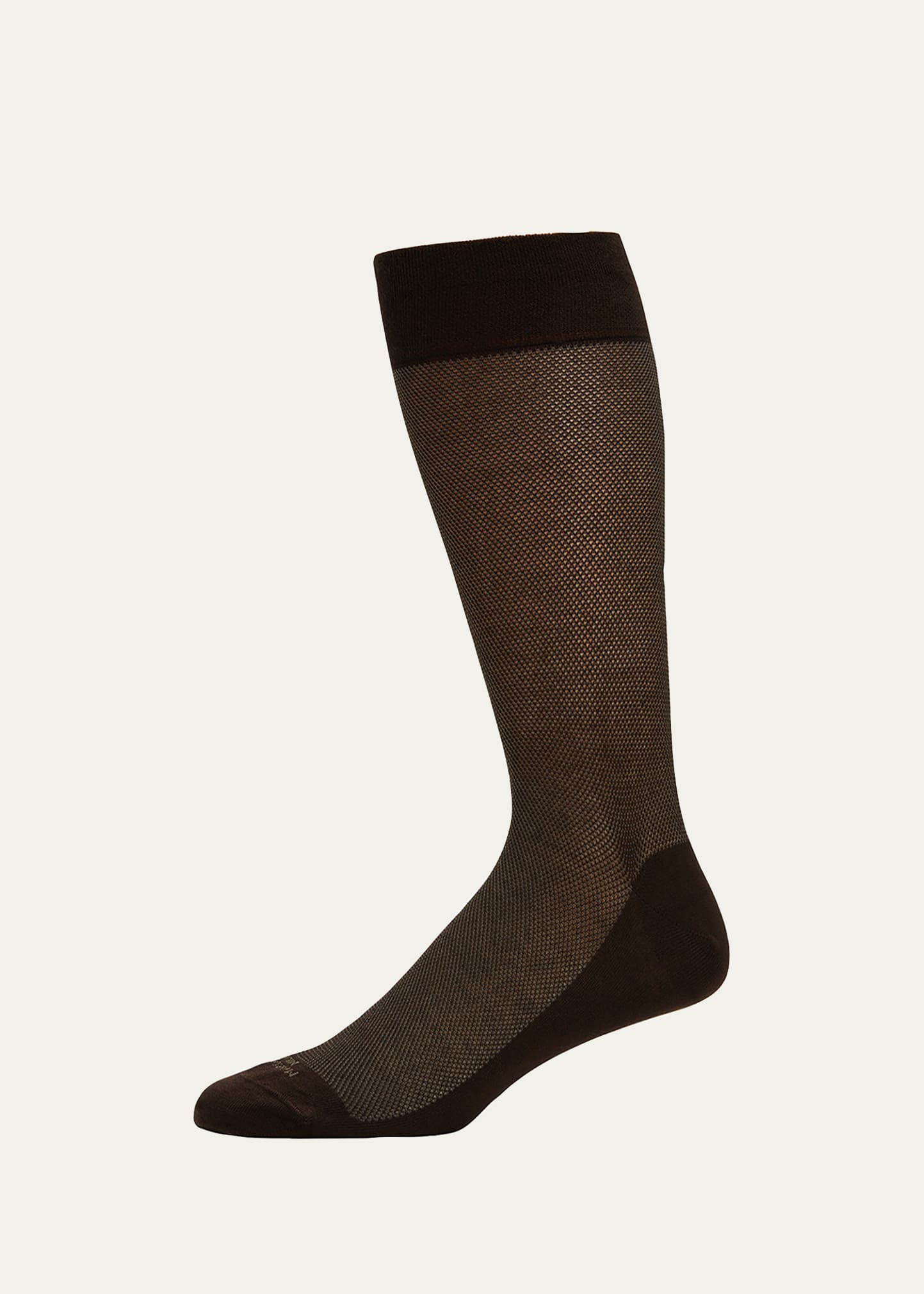 Marcoliani Men's Piqué Stretch Crew Socks In Moka