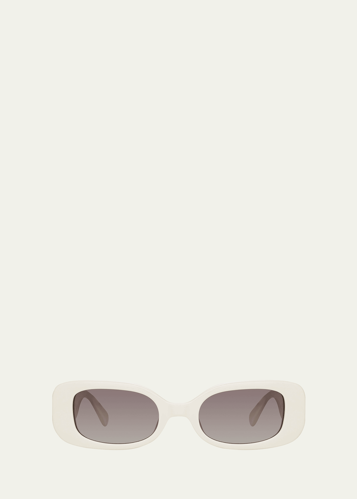 Linda Farrow Lola Rectangle Acetate & Nylon Sunglasses In White/ Light Gold