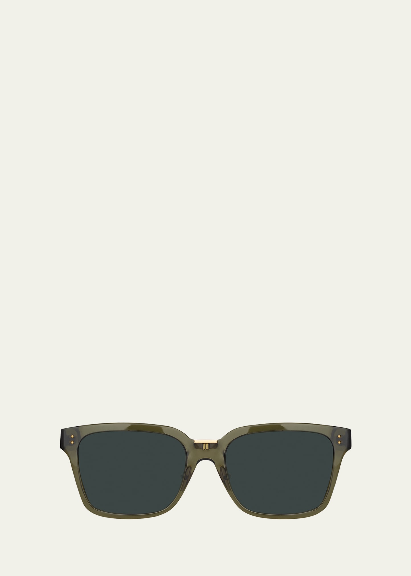 Linda Farrow Semi-transparent Square Acetate & Nylon Sunglasses In Translucent Green