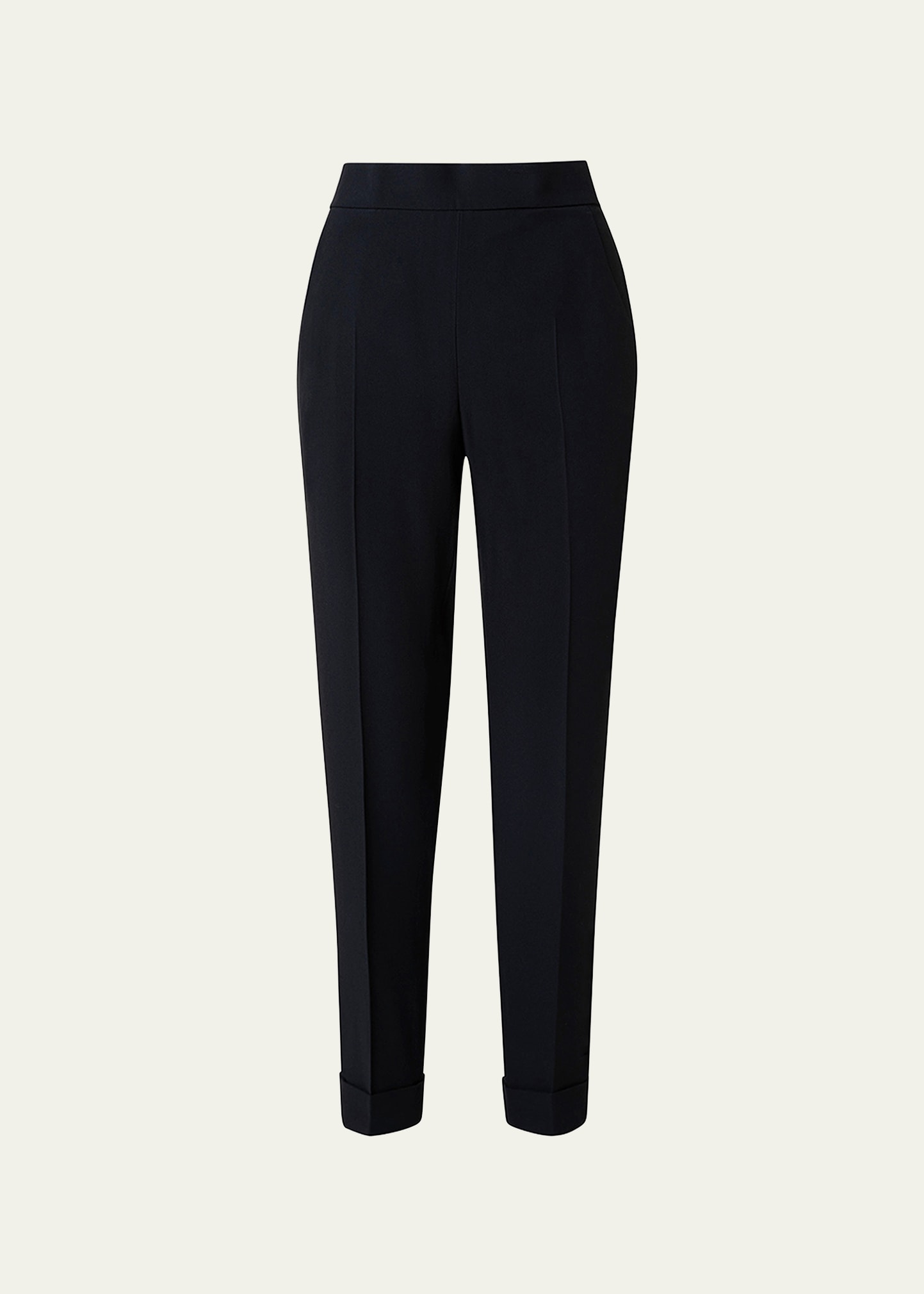 Akris Chris Pleated Straight-leg Pants In Black