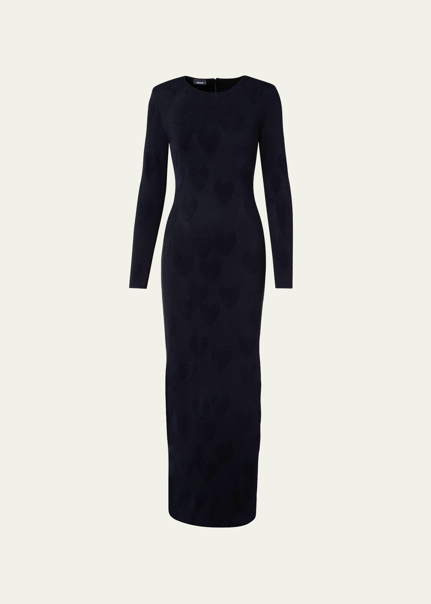 AKRIS JACQUARD HEARTS LONG KNIT DRESS W/ BACK CUTOUT