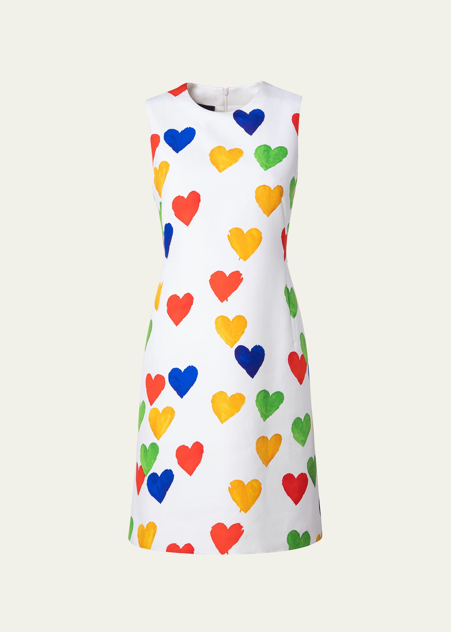 Akris Hearts Printed Sheath Dress In Ecru Multicolor