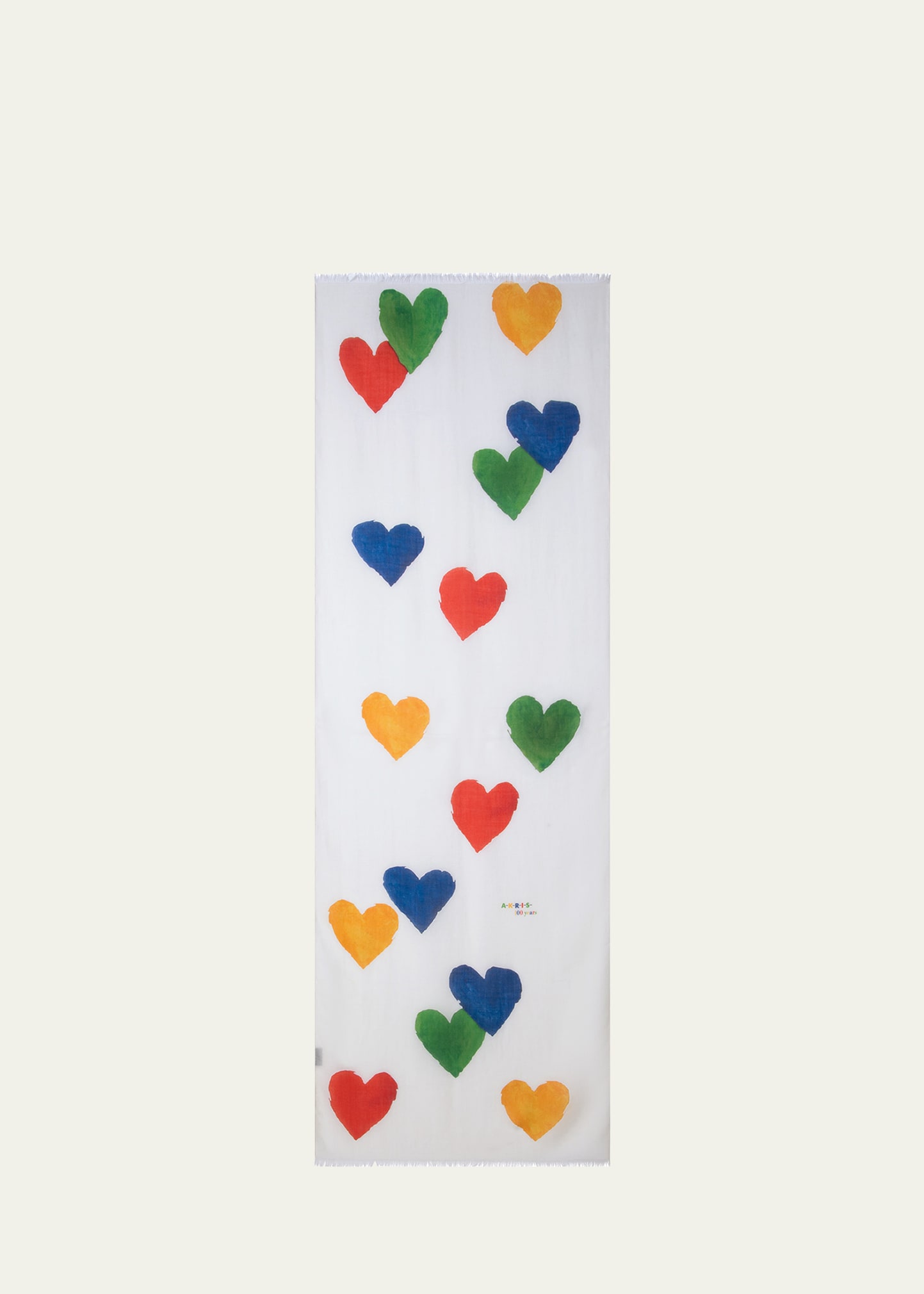 Shop Akris Cashmere Hearts Printed Scarf In White / Multi