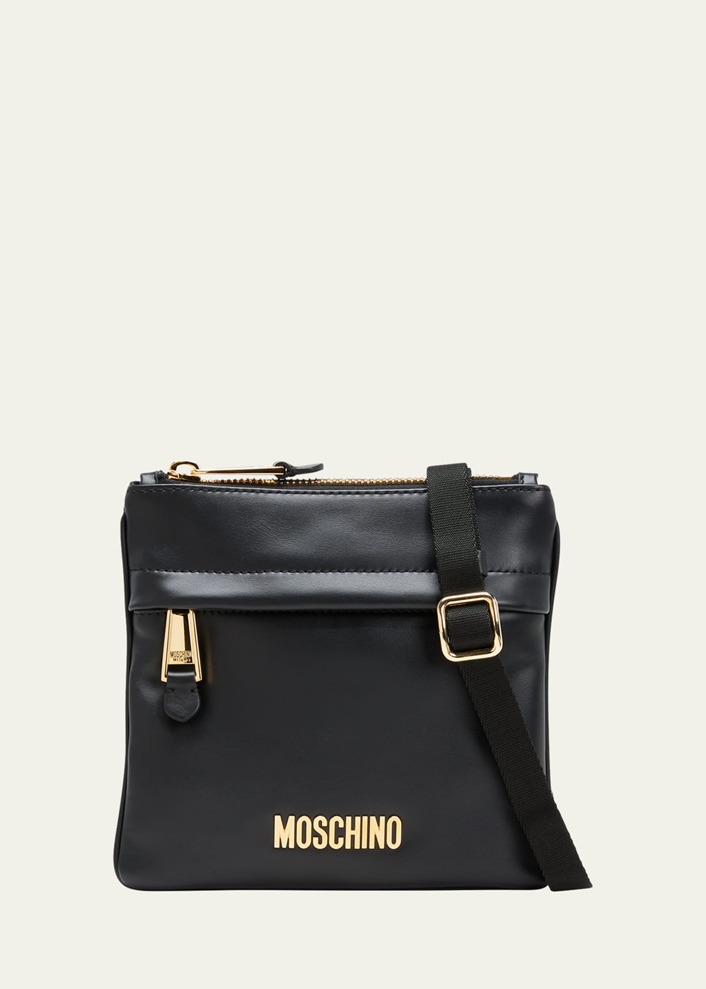 Moschino Black Logo Cross Body Bag In Black Multi