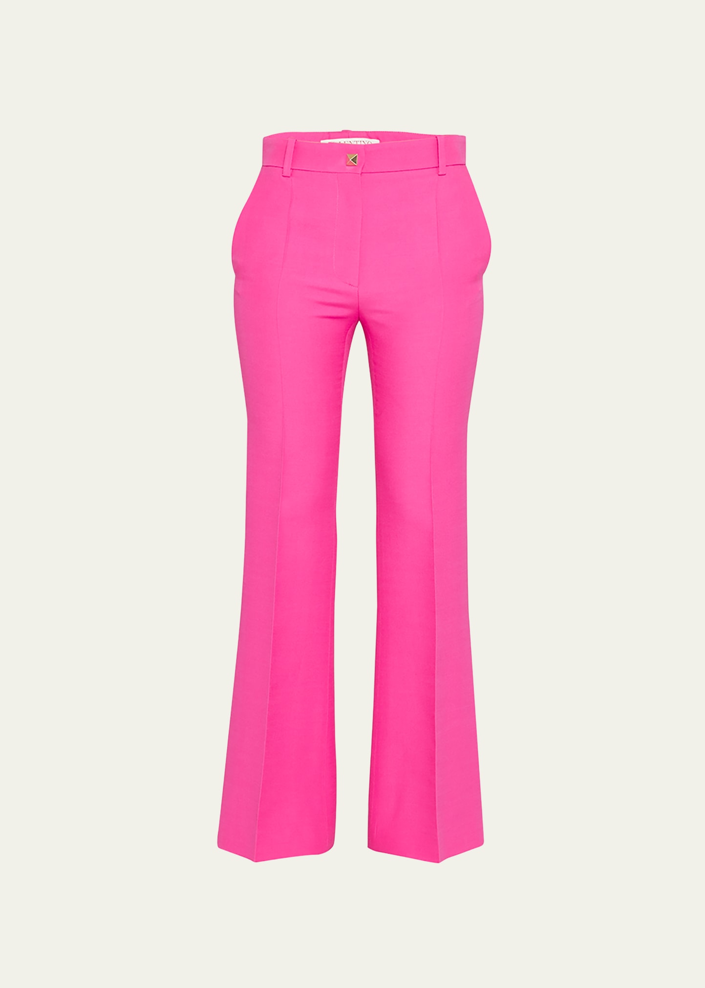 Valentino Wide Leg Crepe Trousers In Pink