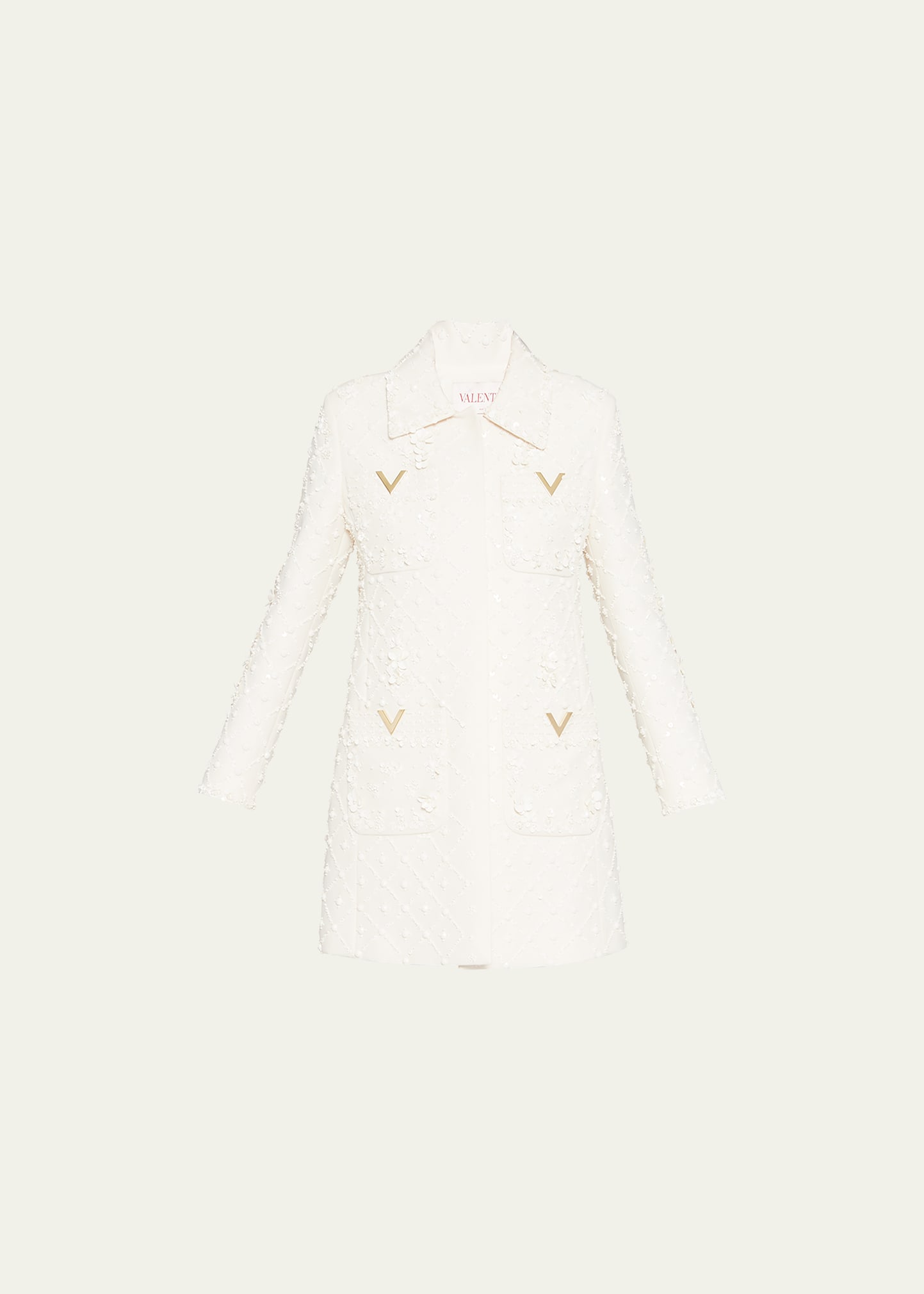 Sequin-Embellished Logo Coat