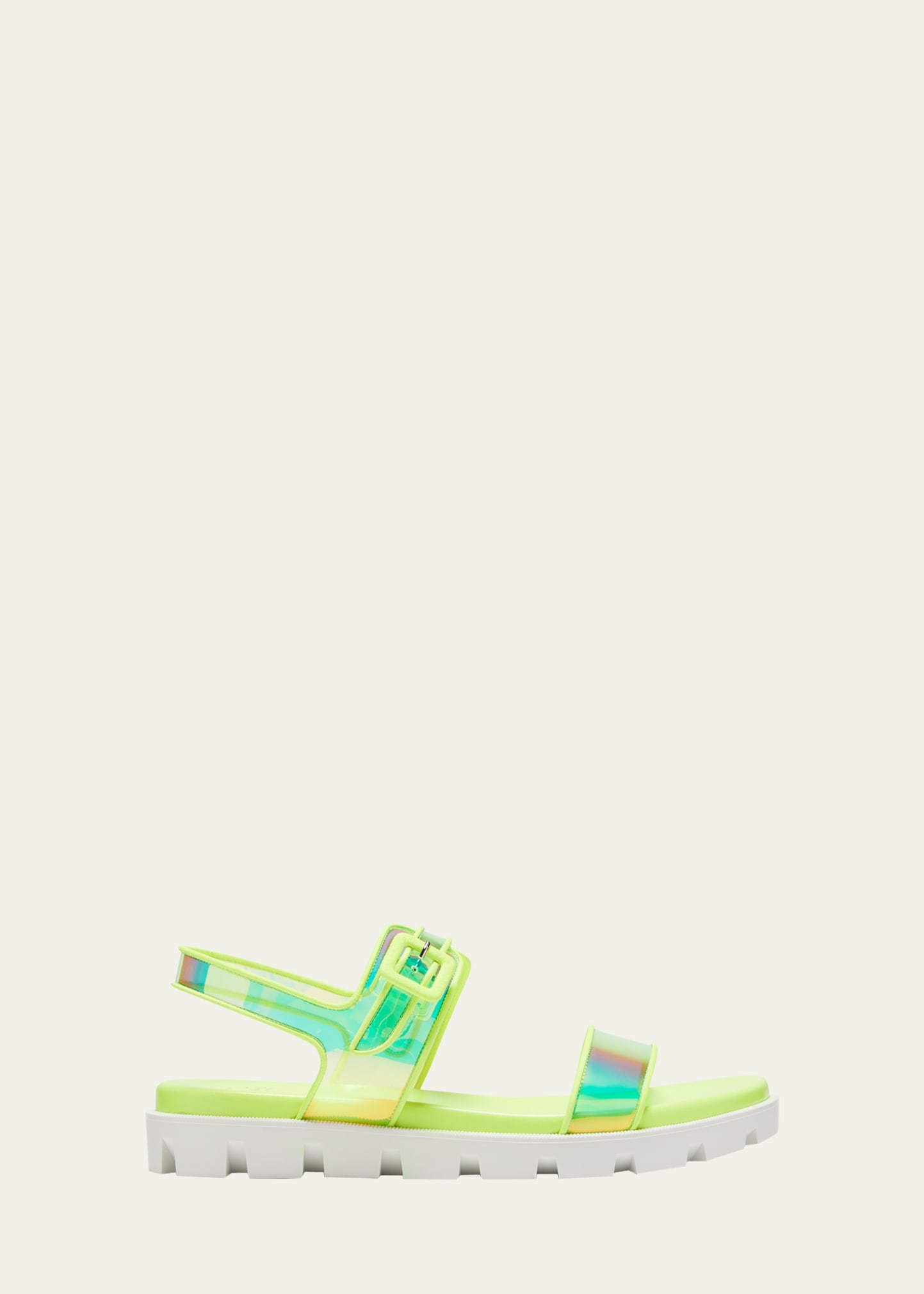 Christian Louboutin Loubi Duniss Flat Sandals In Fluo Yellow