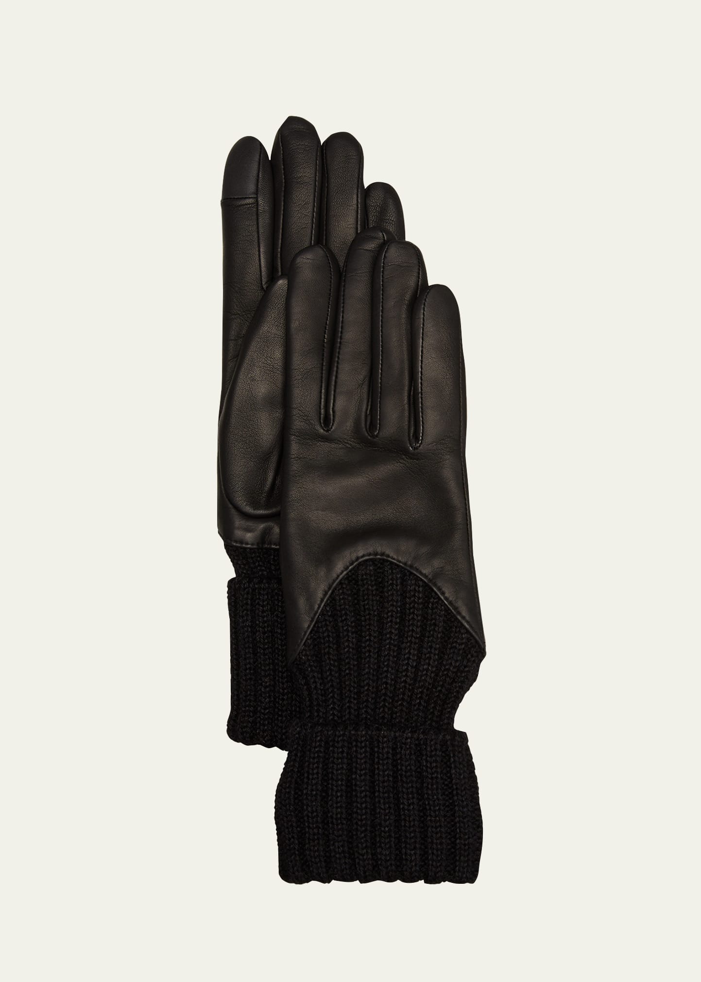 Cecilia Leather & Ribbed Cashmere Gloves