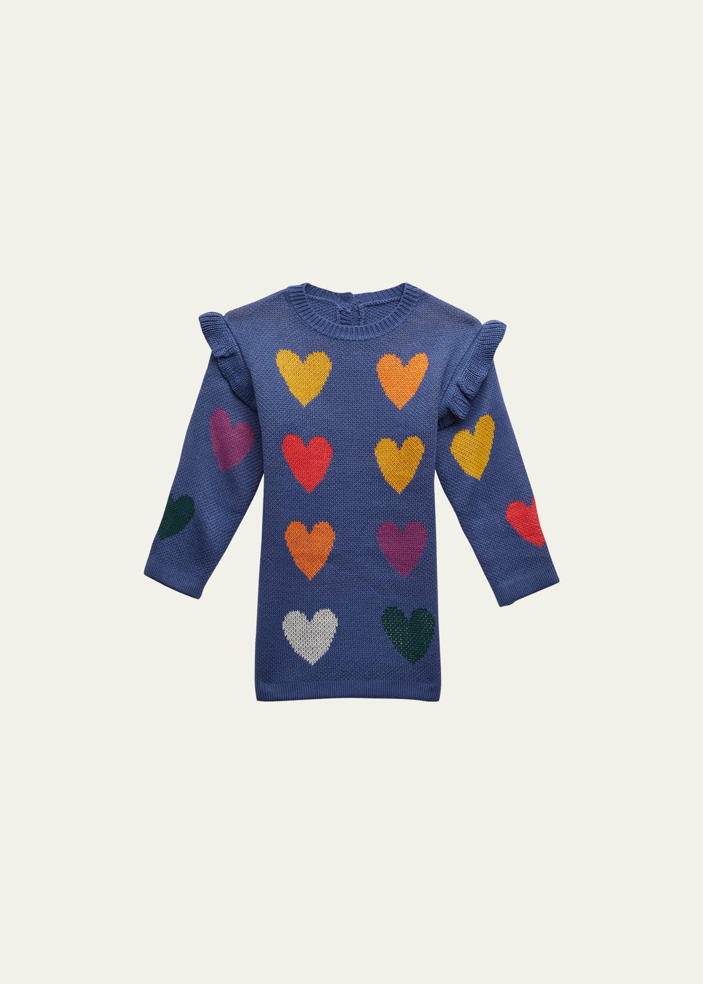 Hannah Banana Girl's Heart Sweater Ruffle Dress, Size 2T-6