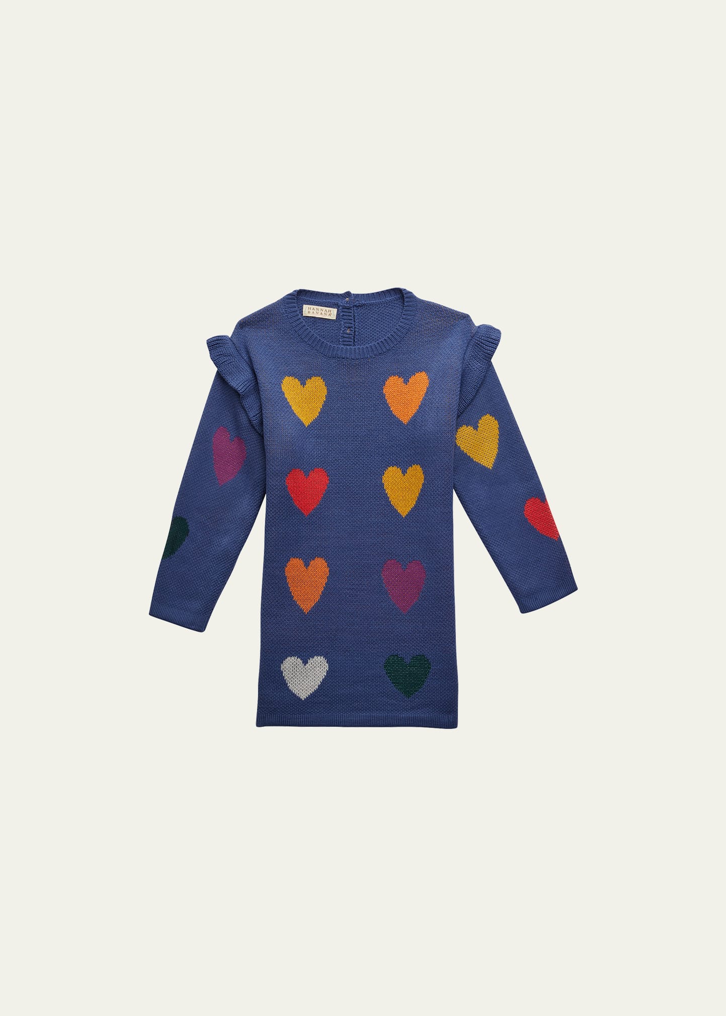 Hannah Banana Girl's Heart Sweater Ruffle Dress, Size 7-14