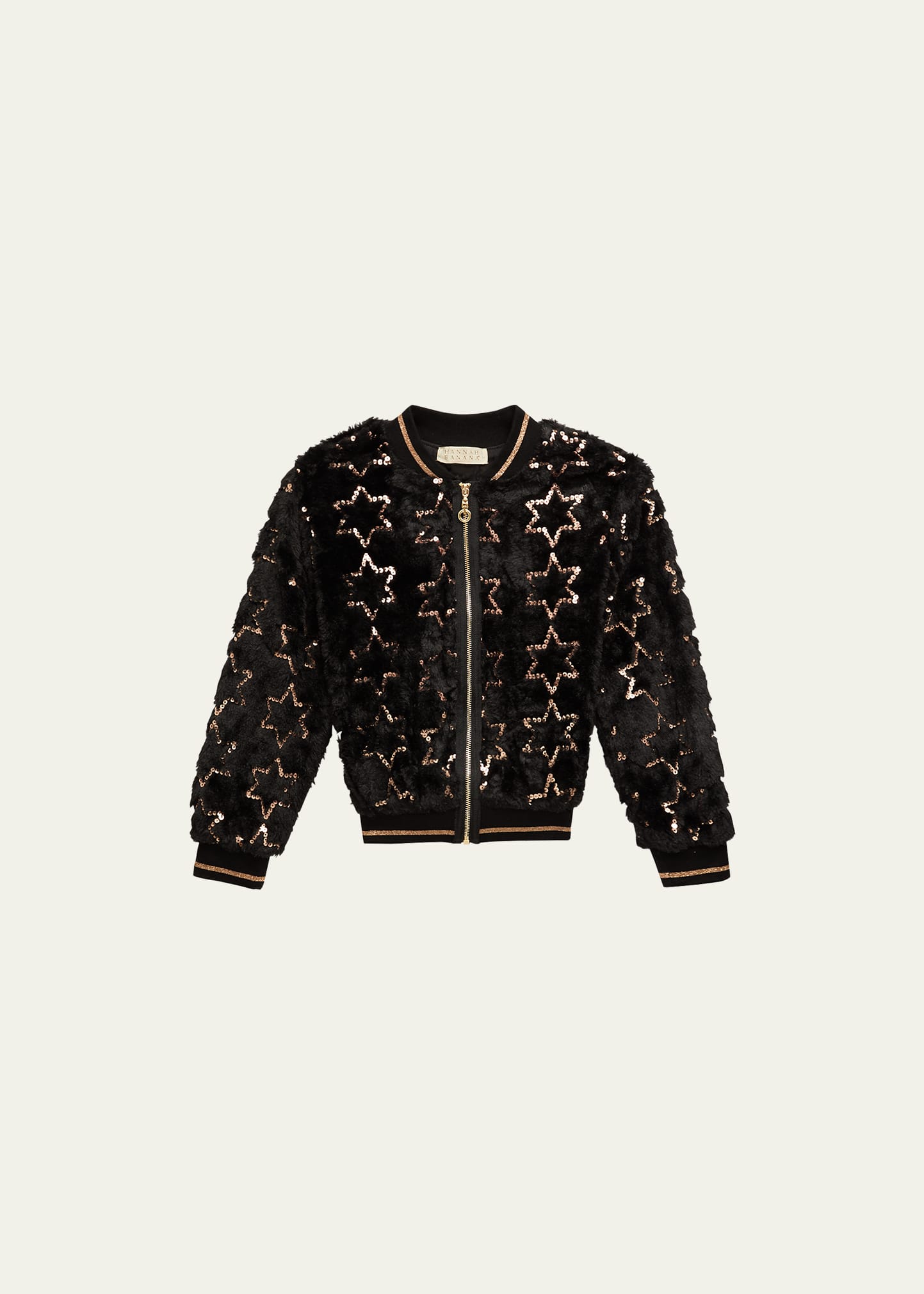Hannah Banana Girl's Star Faux-Fur Bomber Jacket, Size 7-14