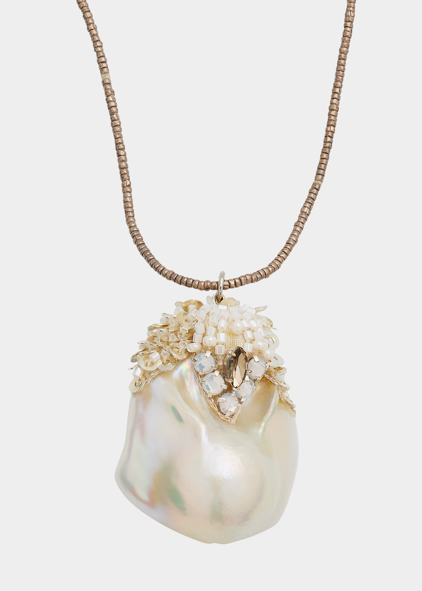 Crystal & Mother-of-Pearl Embellished Baroque Pearl Necklace