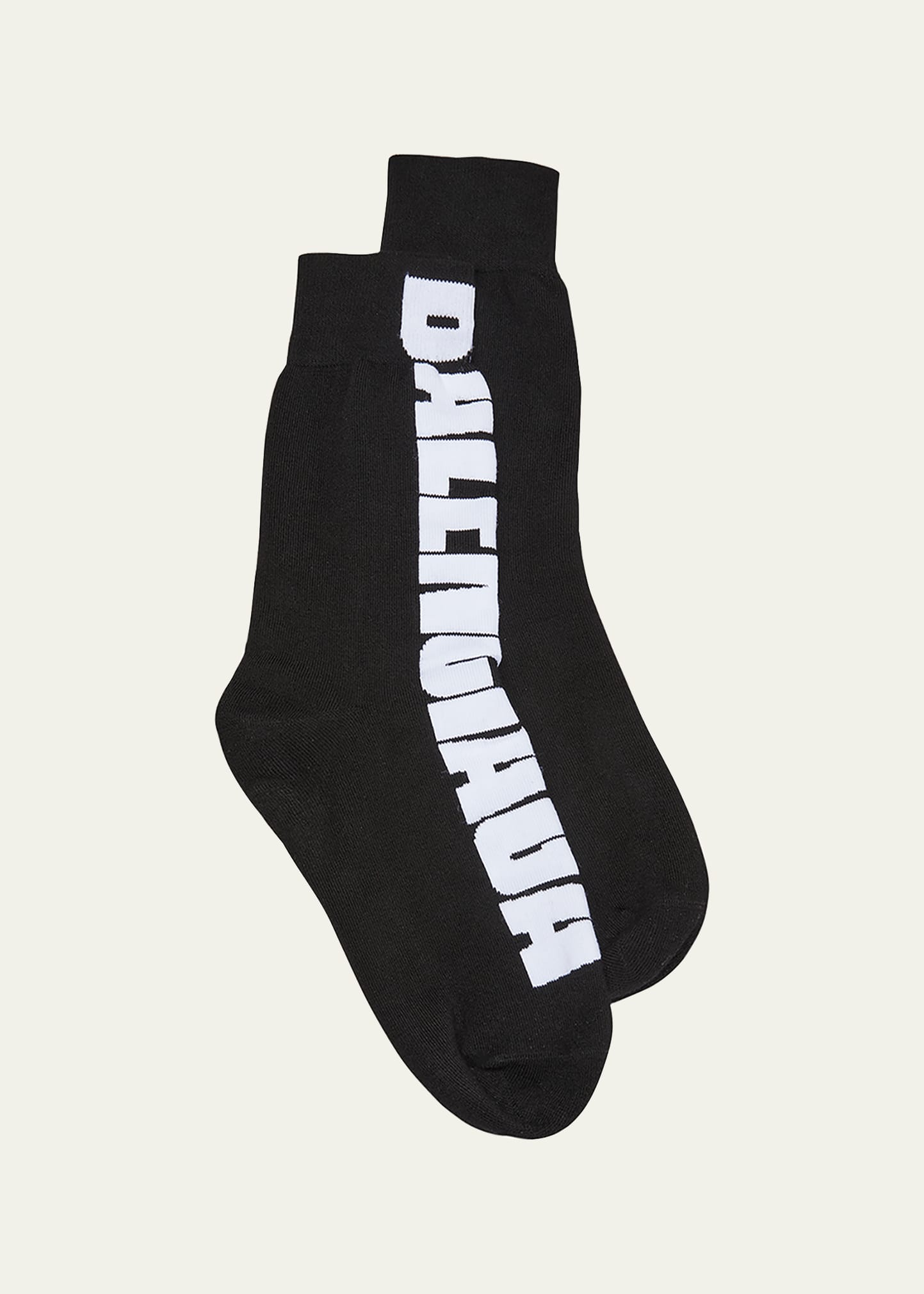 Balenciaga Men's Logo Crew Socks In Black/white