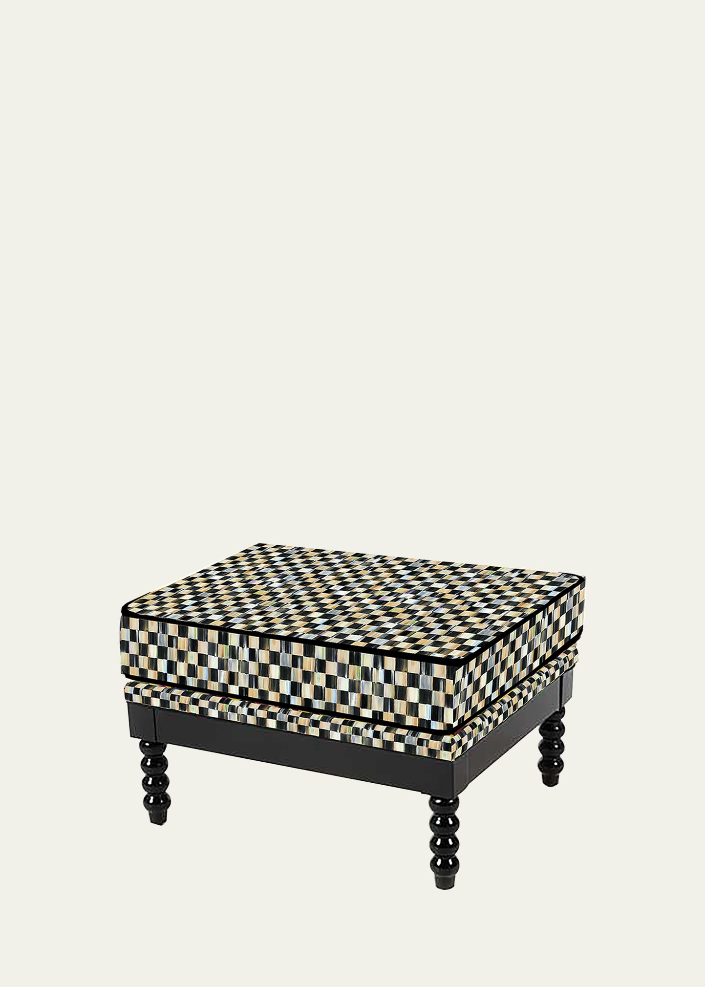 Mackenzie-childs Spindle Check Outdoor Ottoman
