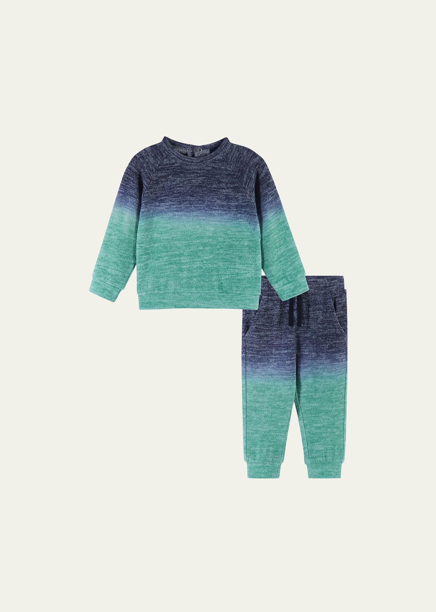 Andy & Evan Kids' Little Boy's & Boy's 2-piece Sweatshirt & Joggers Set In Green Ombre