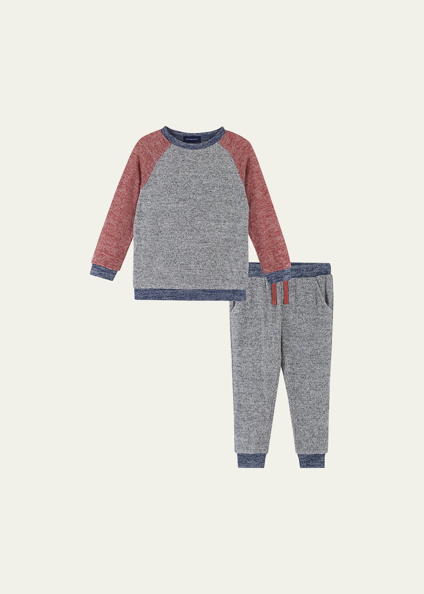 Andy & Evan Kids' Boy's Hacci Knit Two-piece Set In Grey Colorblk