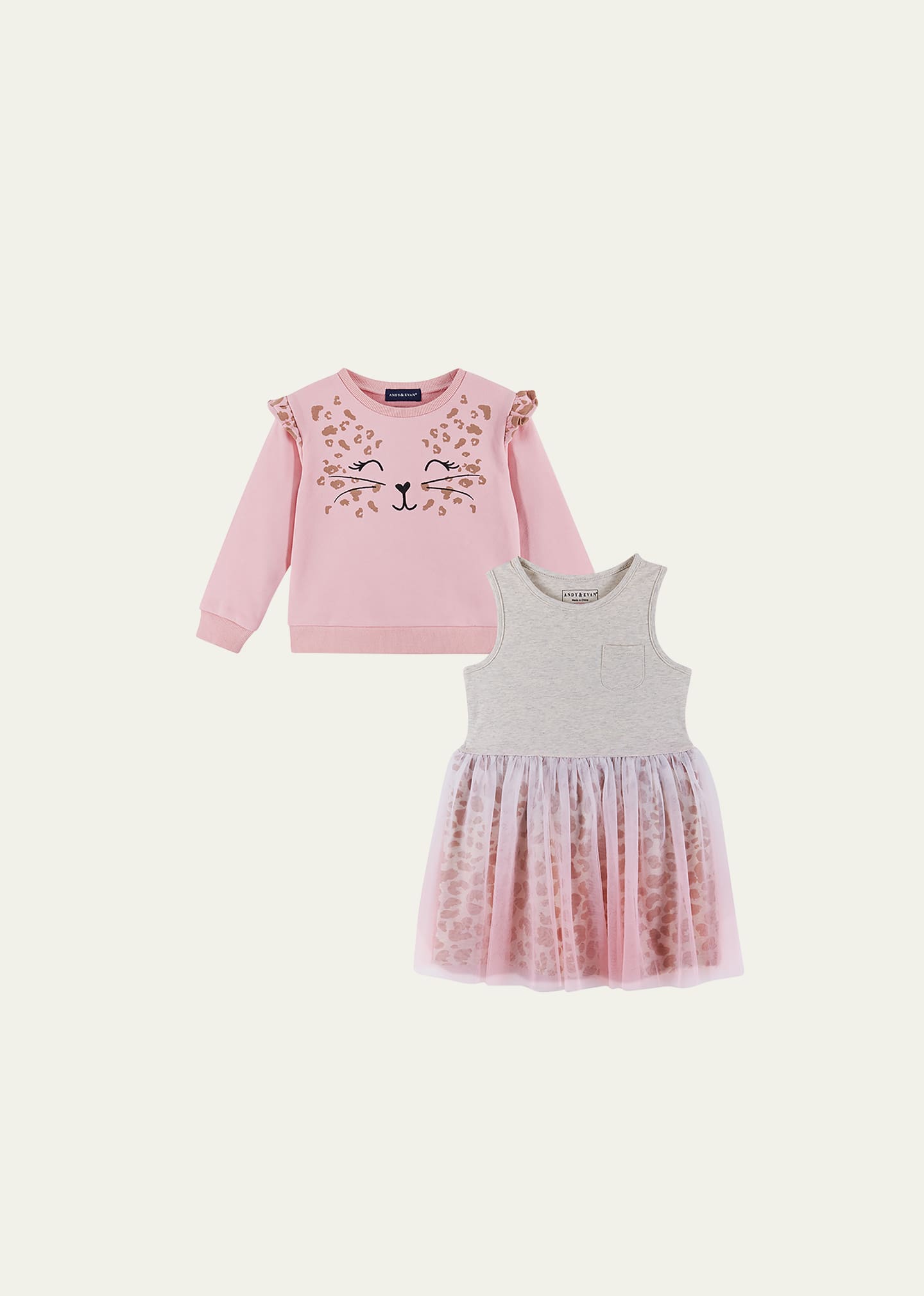 Andy & Evan Kids' Girl's Sweatshirt W/ Combo Dress Set In Pink Cata