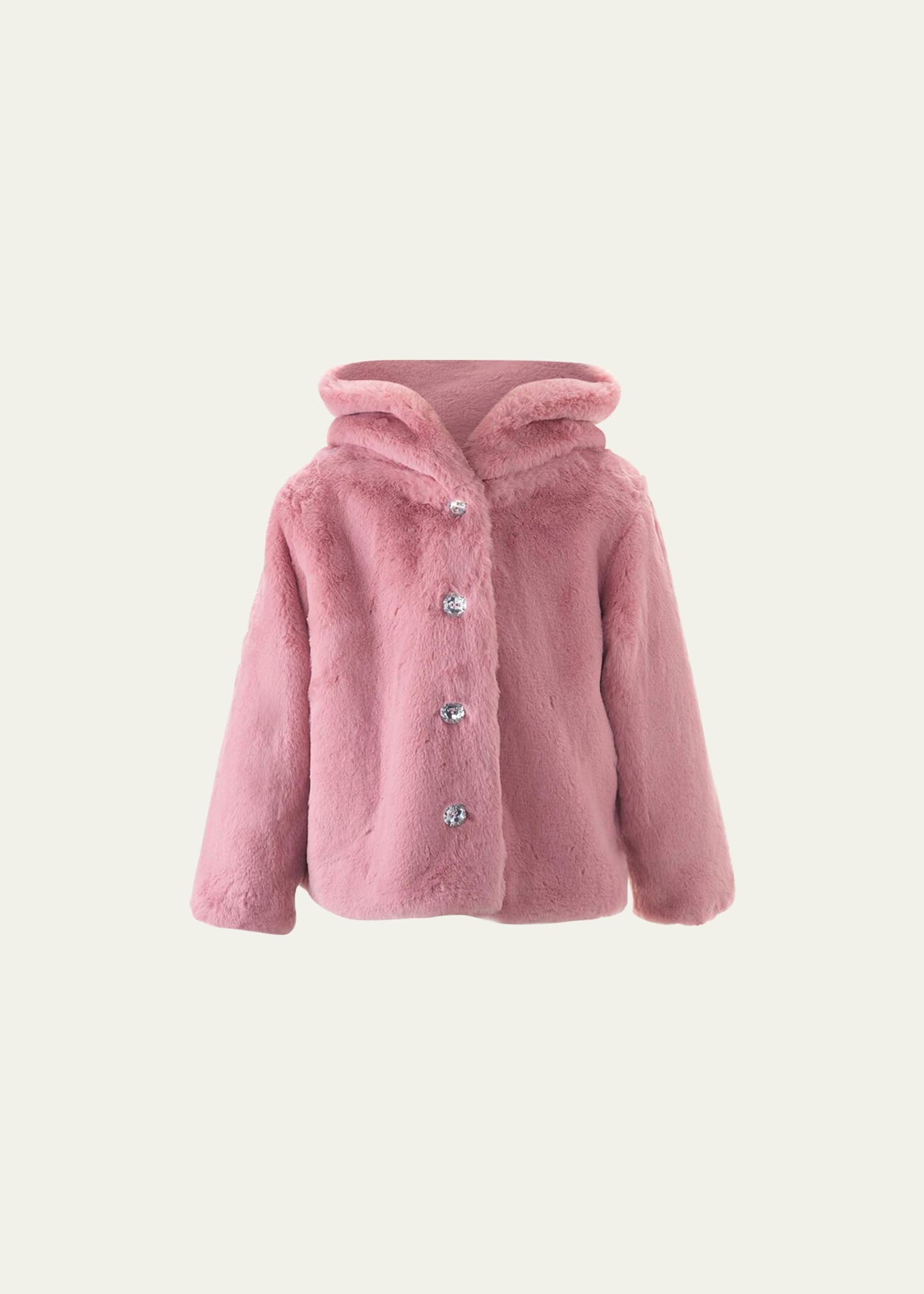 Rachel Riley Girl's Faux Fur Hooded Jacket In Pink