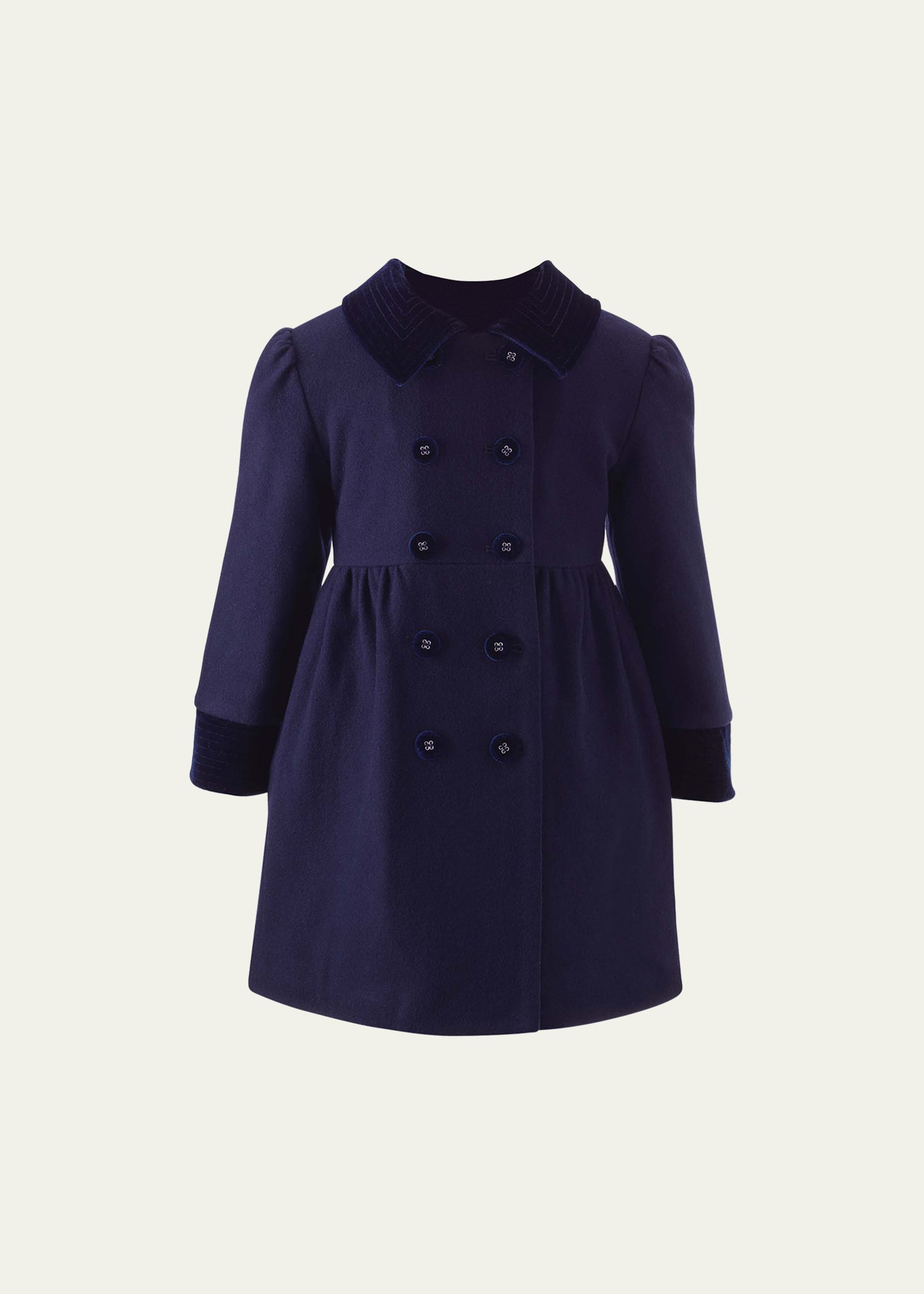 Girl's Double Breasted Velvet Coat, Size 2-10