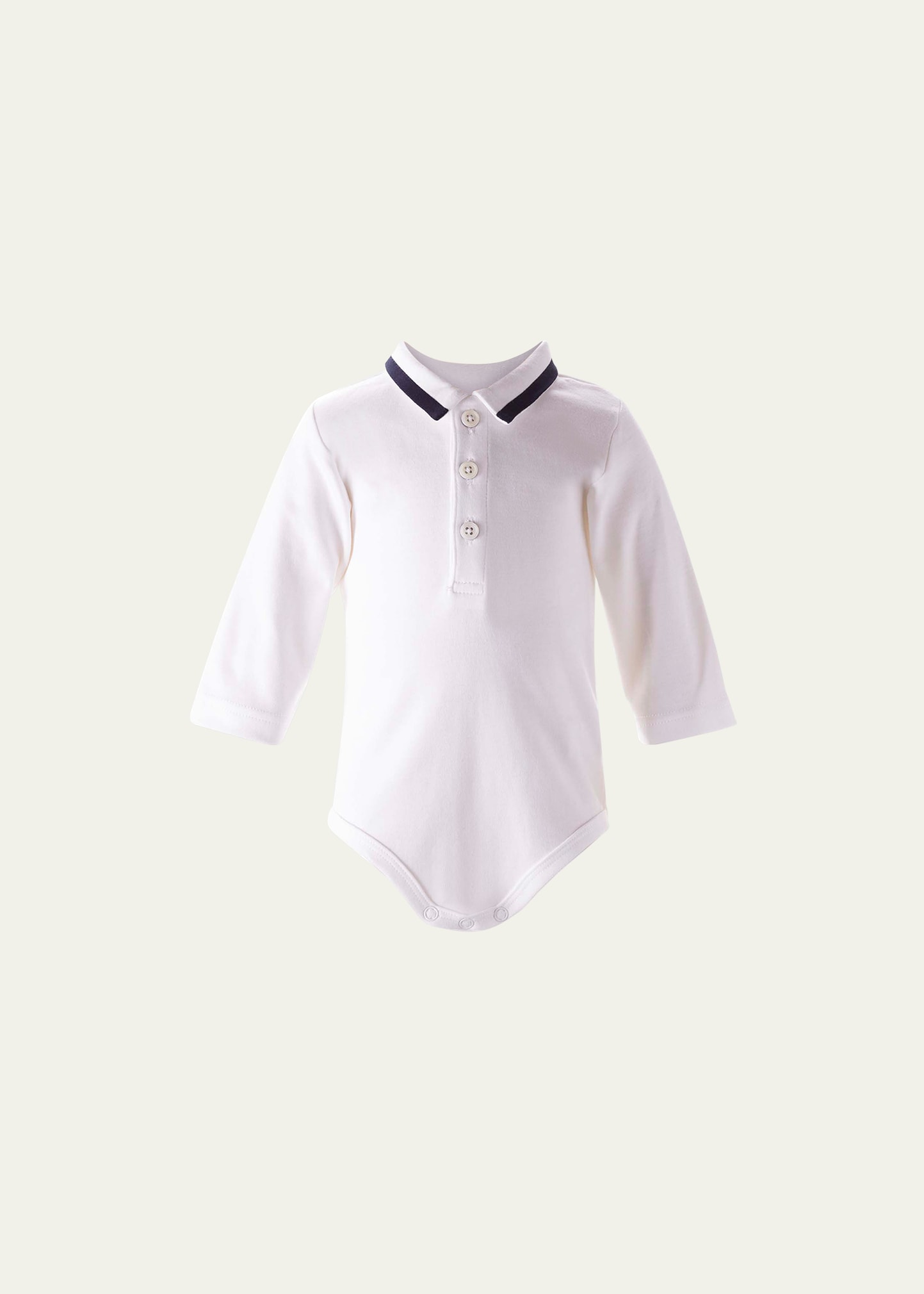 Rachel Riley Boy's Long-sleeve Cotton Bodysuit In Navy