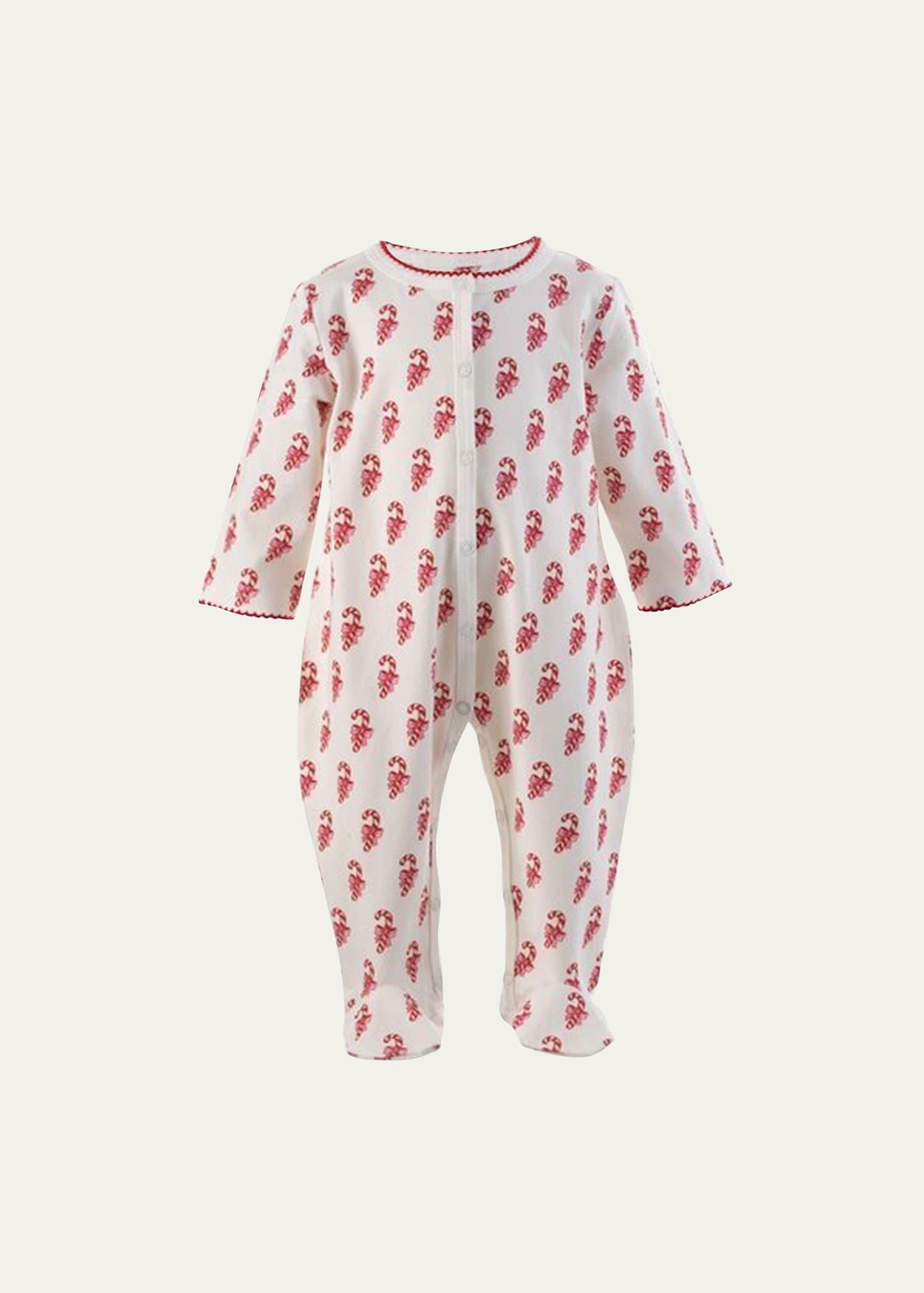 Rachel Riley Kids' Girl's Candy Cane Babygro Footie Pajamas In Red