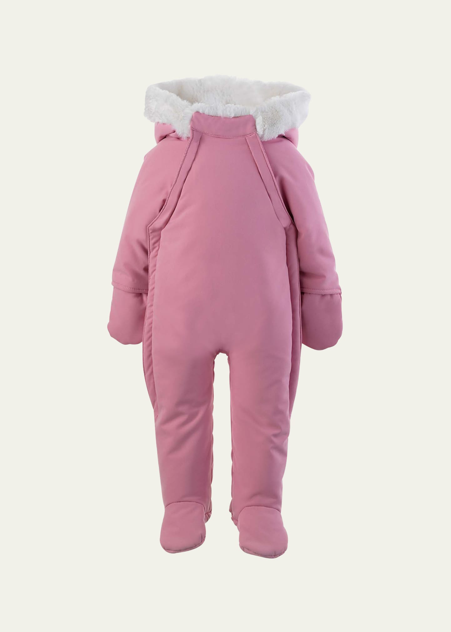 Rachel Riley Kids' Girl's Faux Fur Padded Snowsuit In Pink