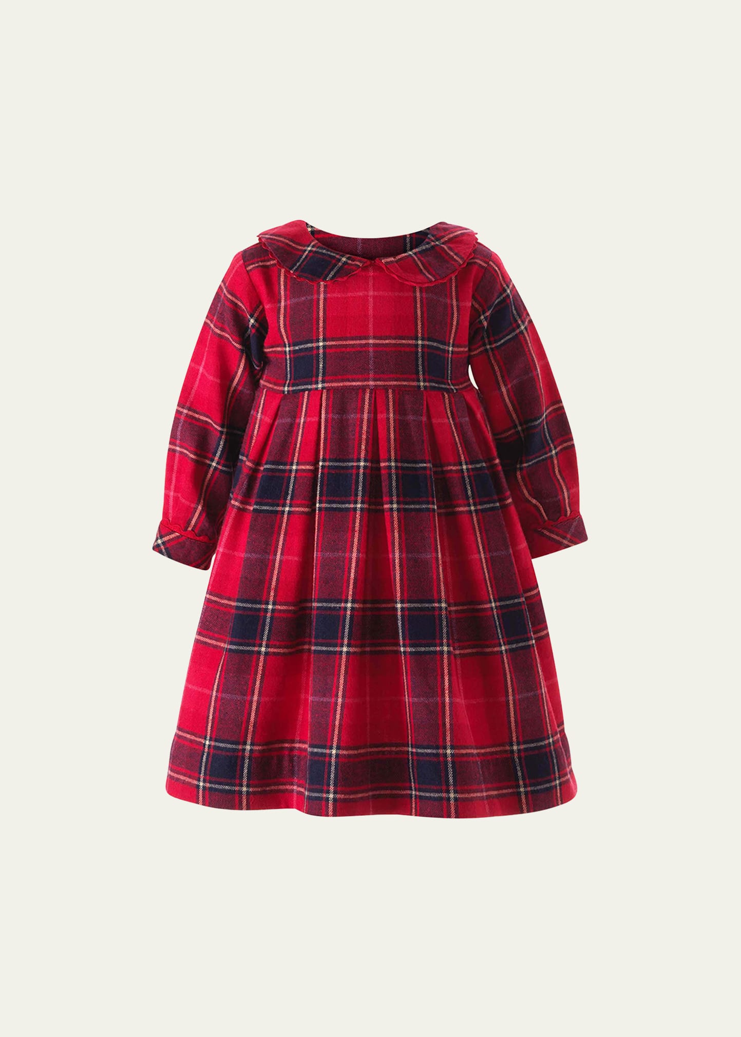 Rachel Riley Kids' Girl's Tartan-print Pleated Dress W/ Bloomers In Red