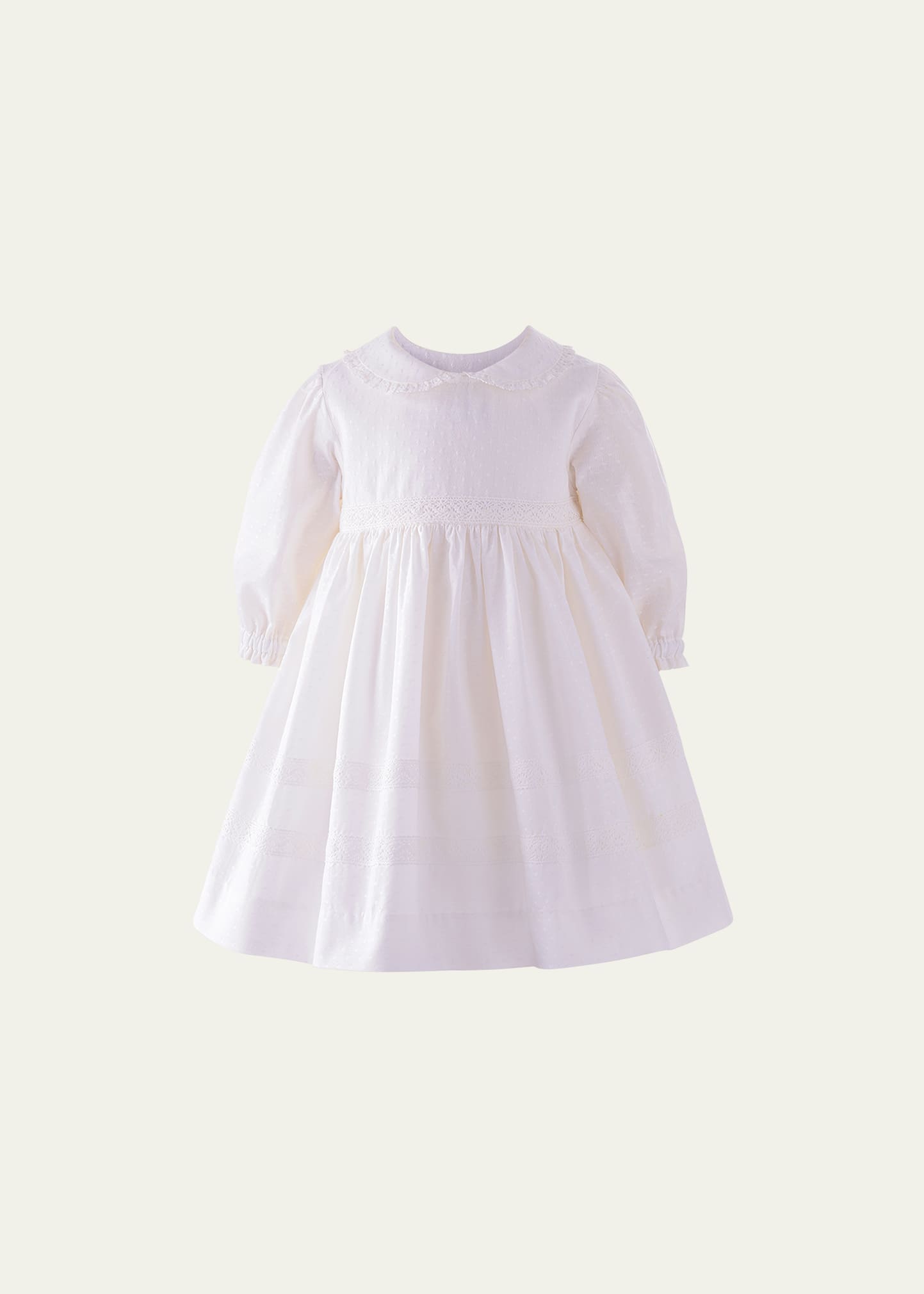 Rachel Riley Kids' Girl's Lace Trim Dress W/ Bloomers In Ivory