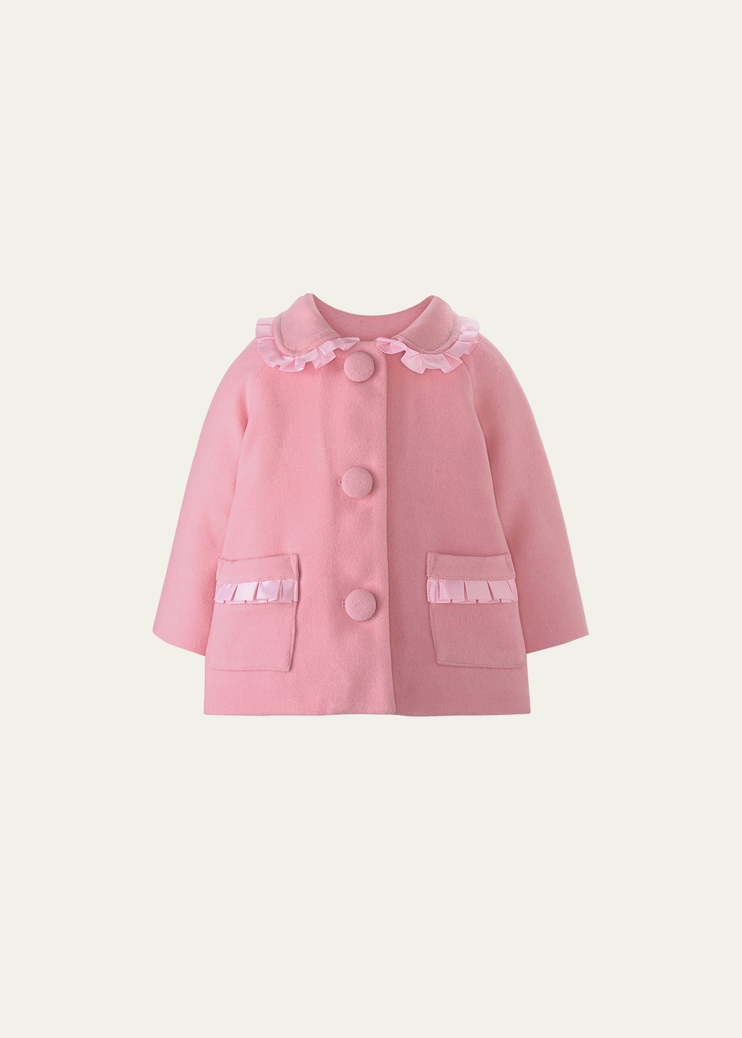 Rachel Riley Kids' Girl's Pink Ribbon Trim Jacket