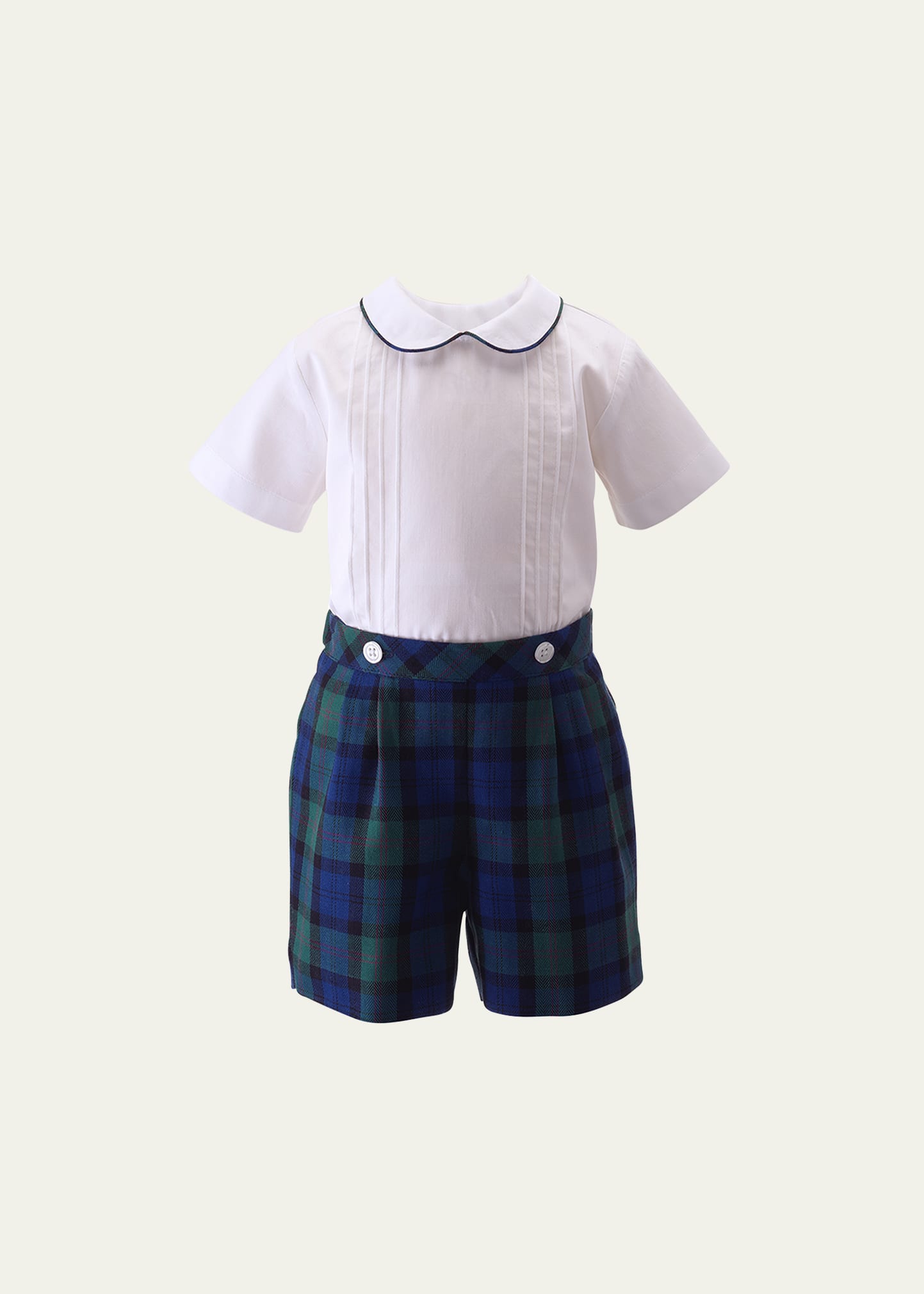 Rachel Riley Kids' Boy's Tartan Shirt & Shorts Set In Navy