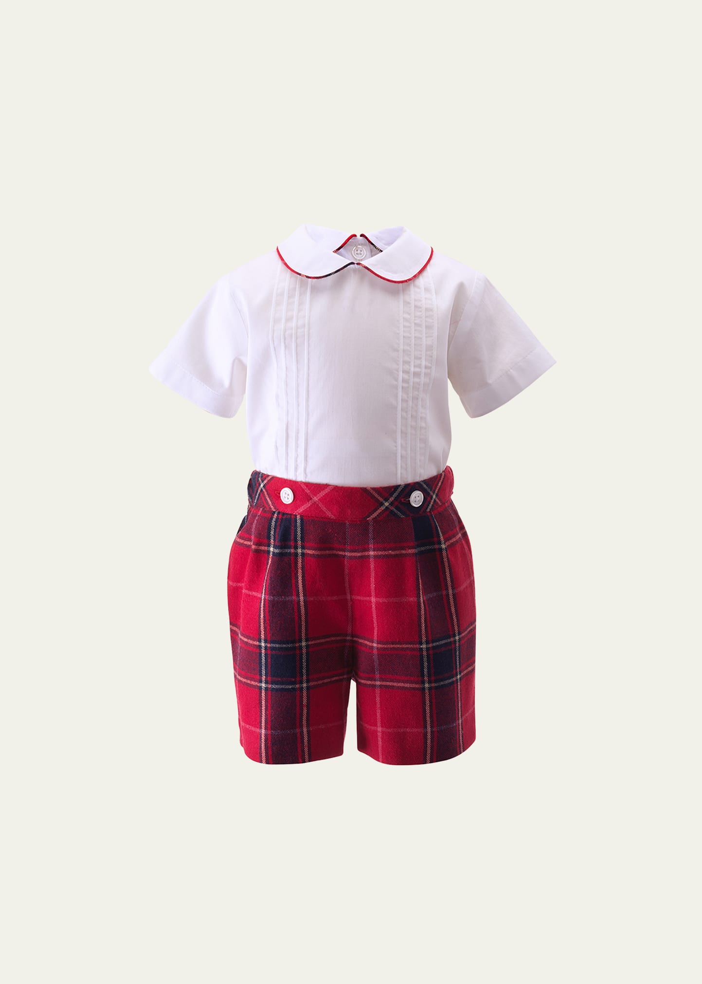Rachel Riley Boy's Tartan Shirt & Shorts Set In Red
