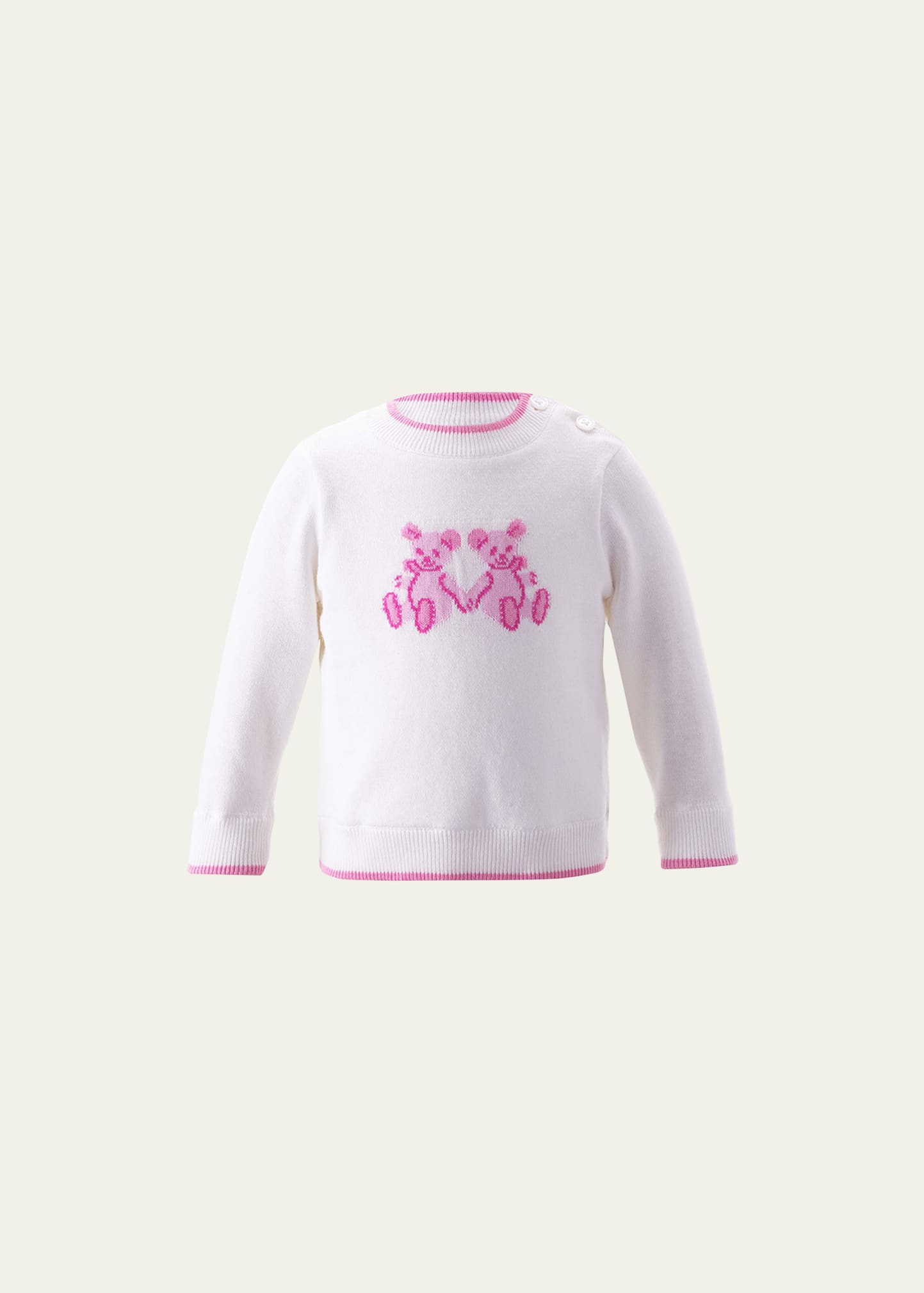 Rachel Riley Kids' Girl's Teddy Intarsia Sweater In Pink