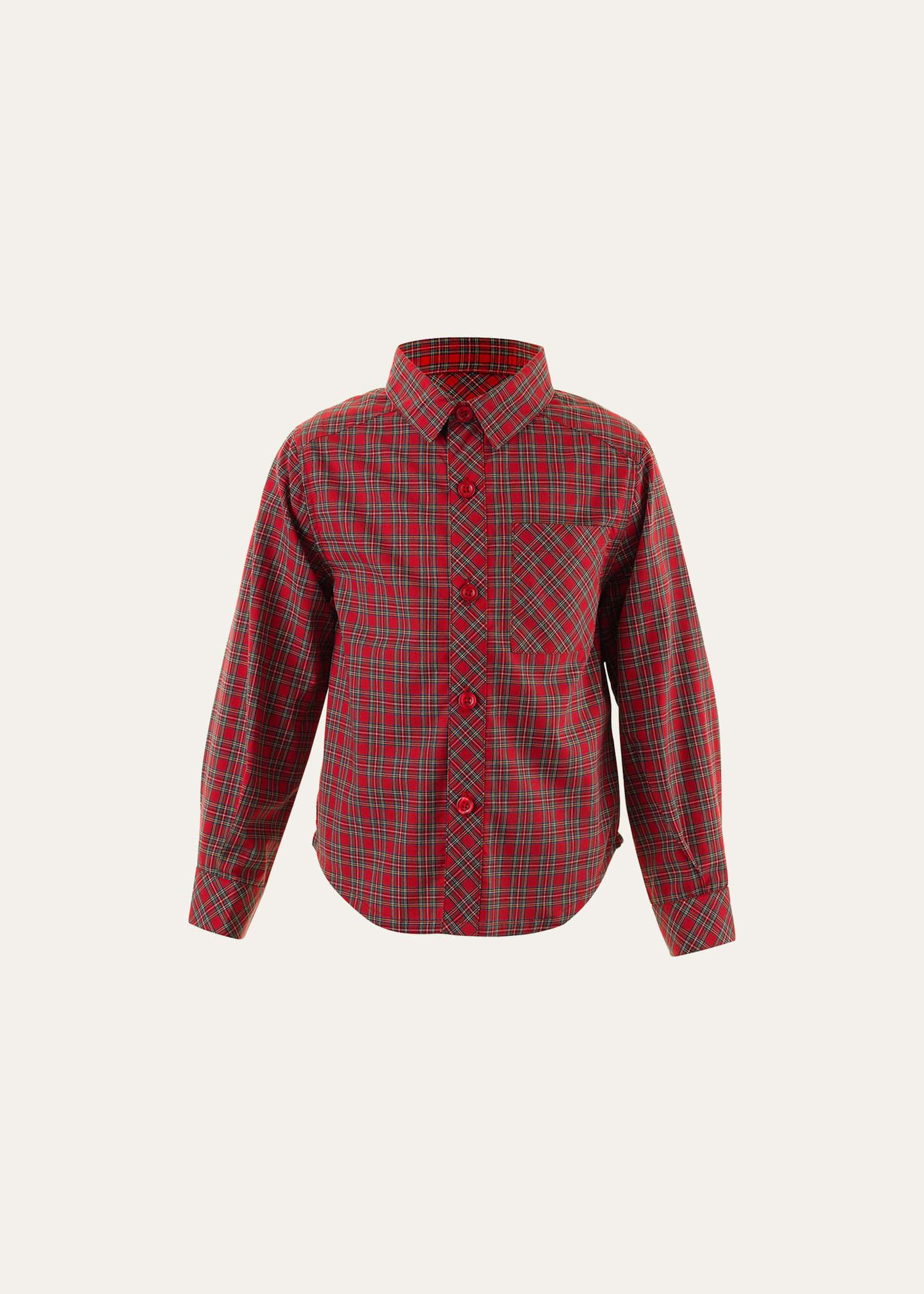 Shop Rachel Riley Boy's Tartan-print Festive Shirt In Red