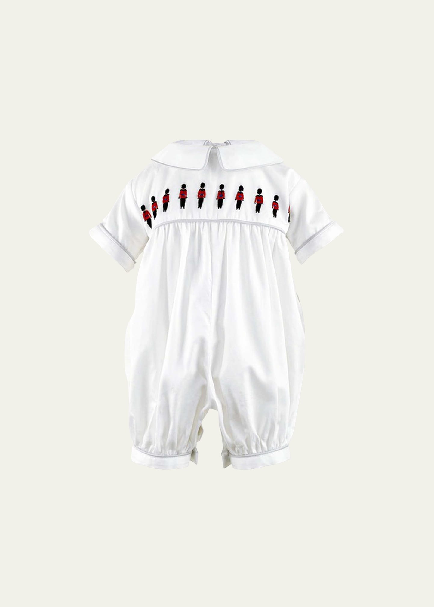 Rachel Riley Kids' Boy's Soldier Embroidered Collared Playsuit In Red