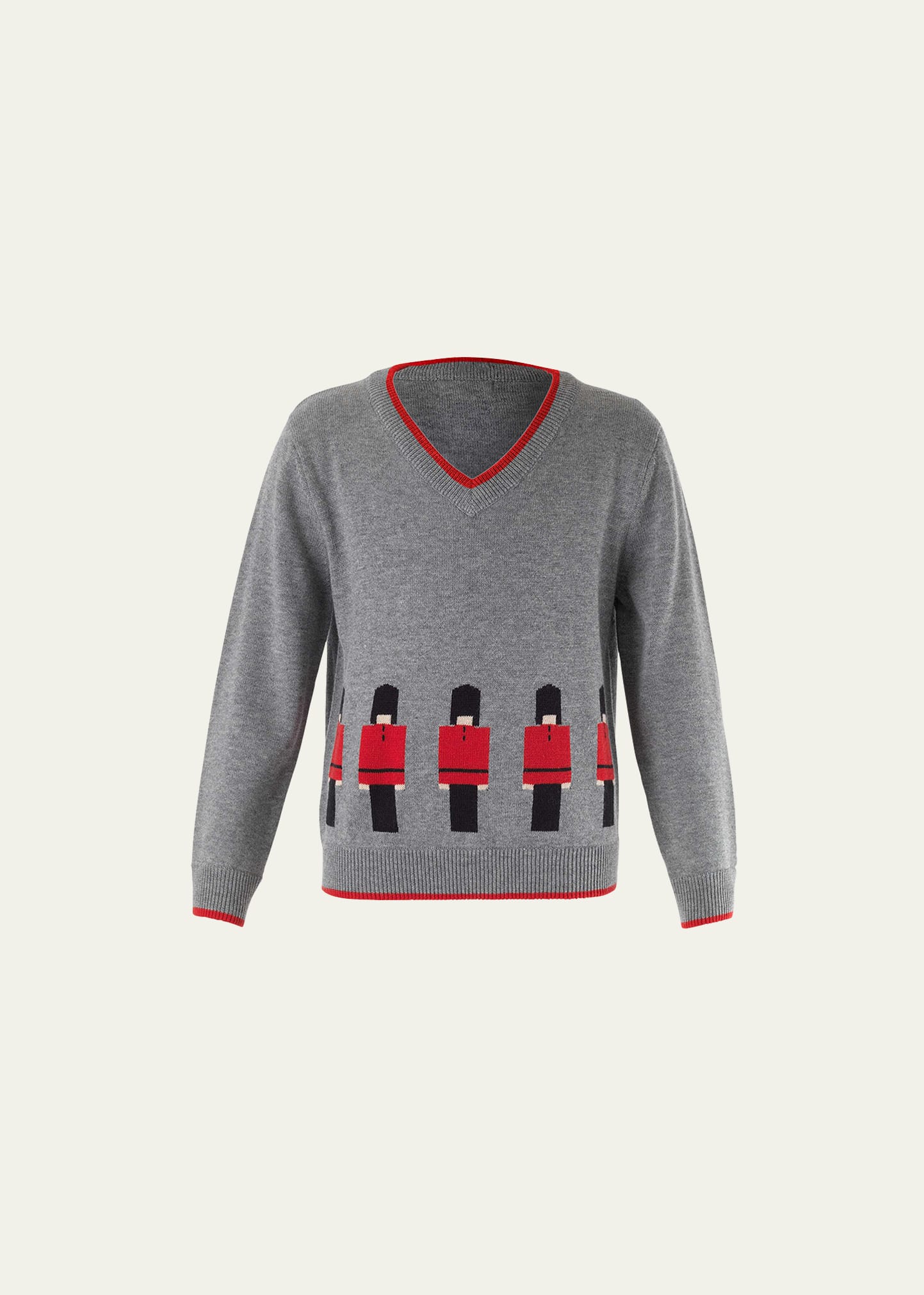 Rachel Riley Kids' Boy's Royal Guards Intarsia Sweater In Grey