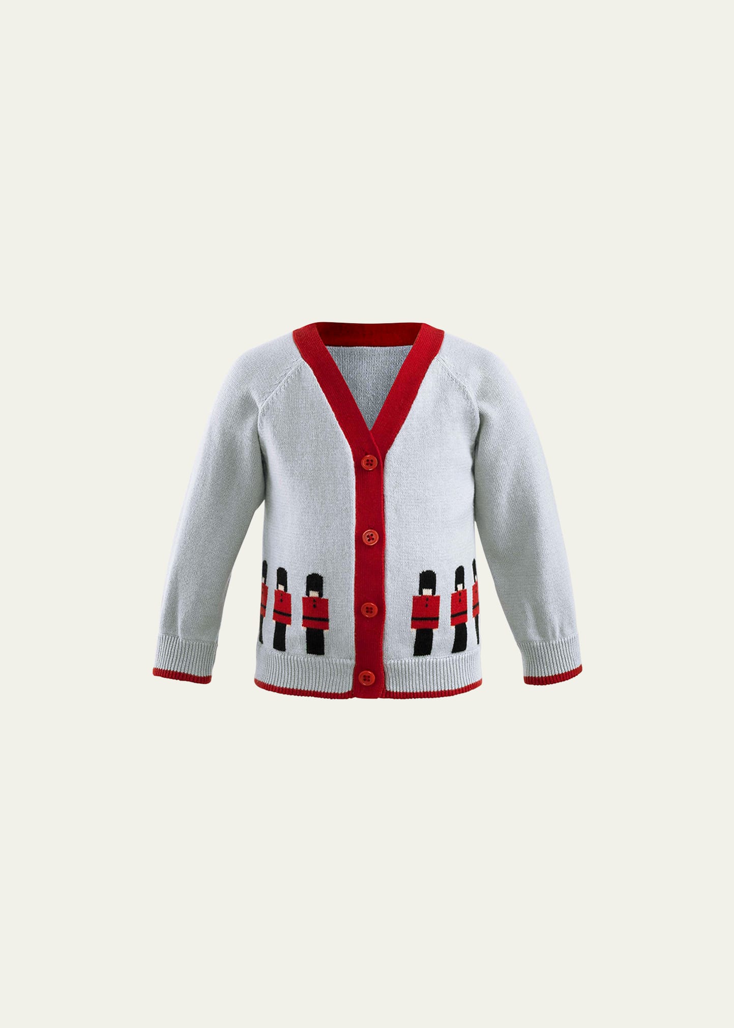 Rachel Riley Kids' Boy's Royal Guards Intarsia Cardigan In Grey