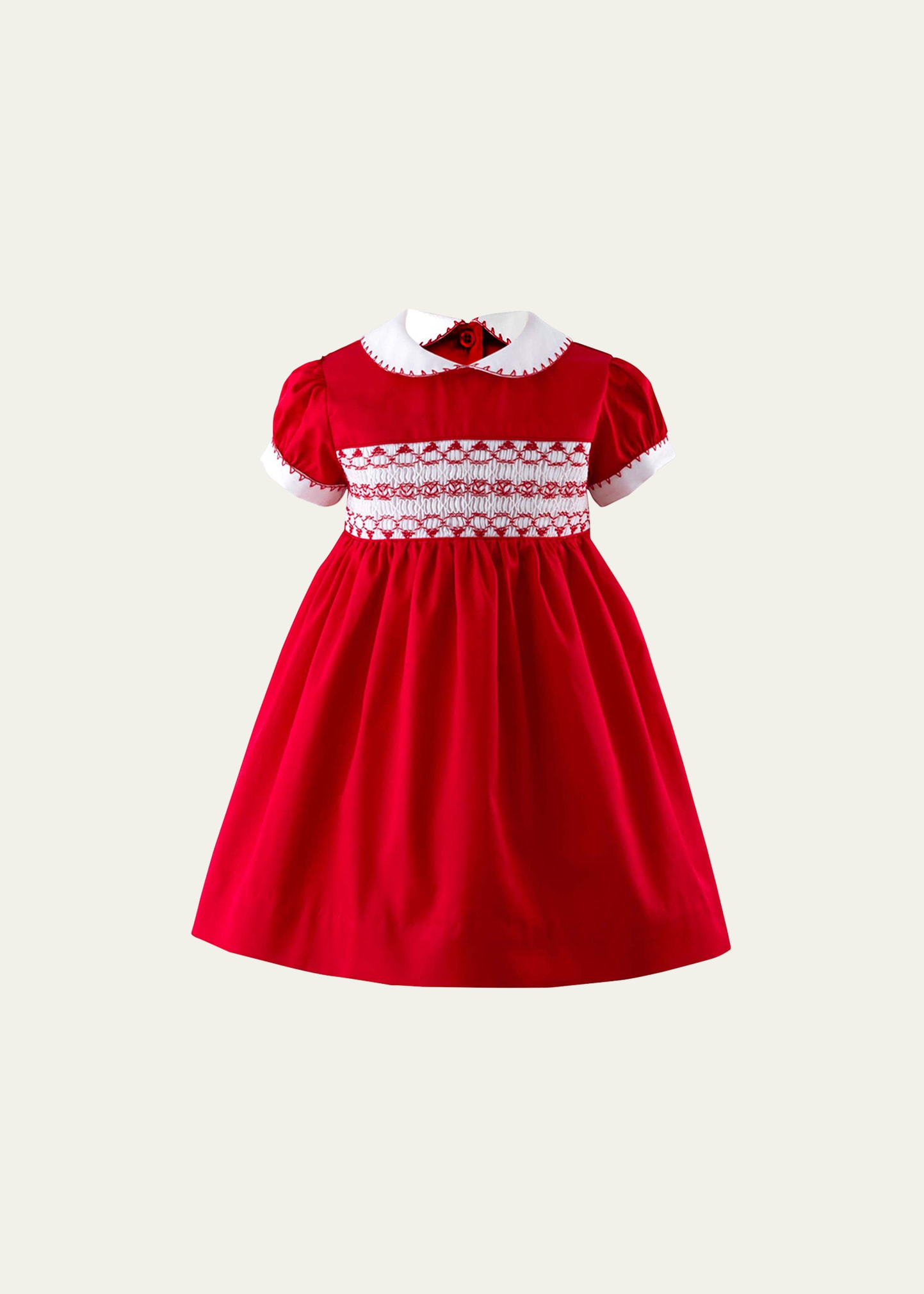 Shop Rachel Riley Girl's Smocked Festive Dress W/ Bloomers In Red