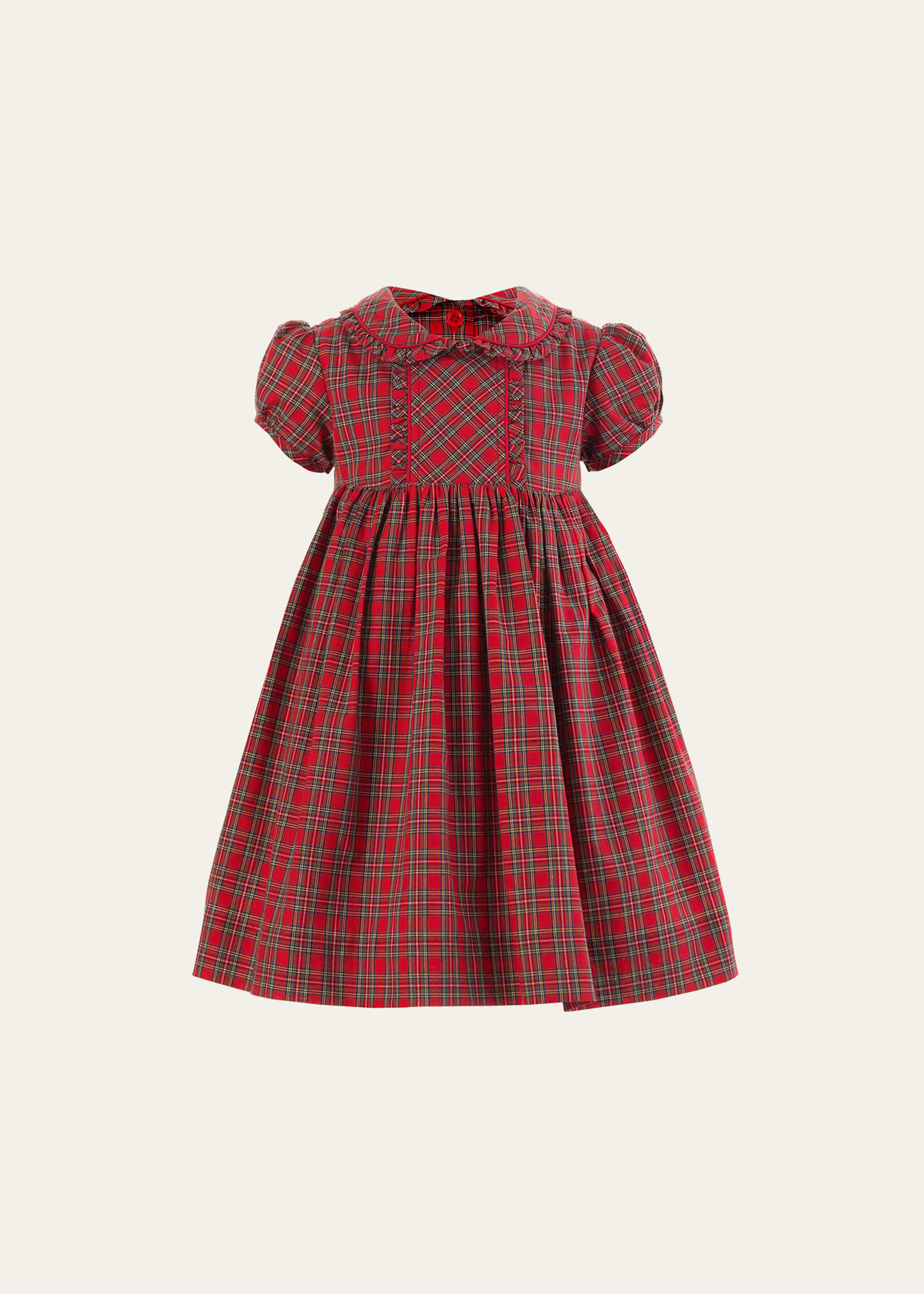 Girl's Tartan-Print Frill Dress W/ Bloomers, Size 6M-24M