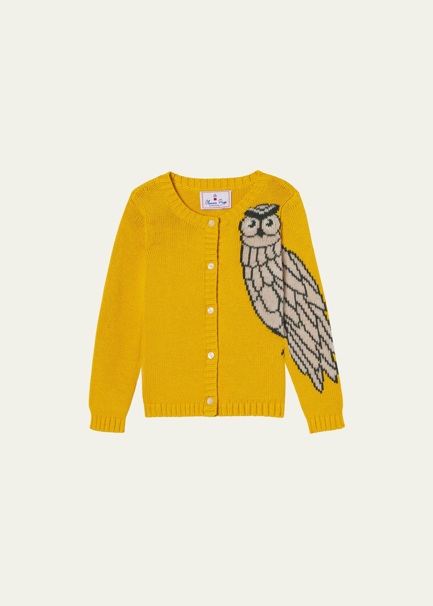 Classic Prep Childrenswear Girl's Elise Owl Intarsia Knit Cardigan, Size 2-14