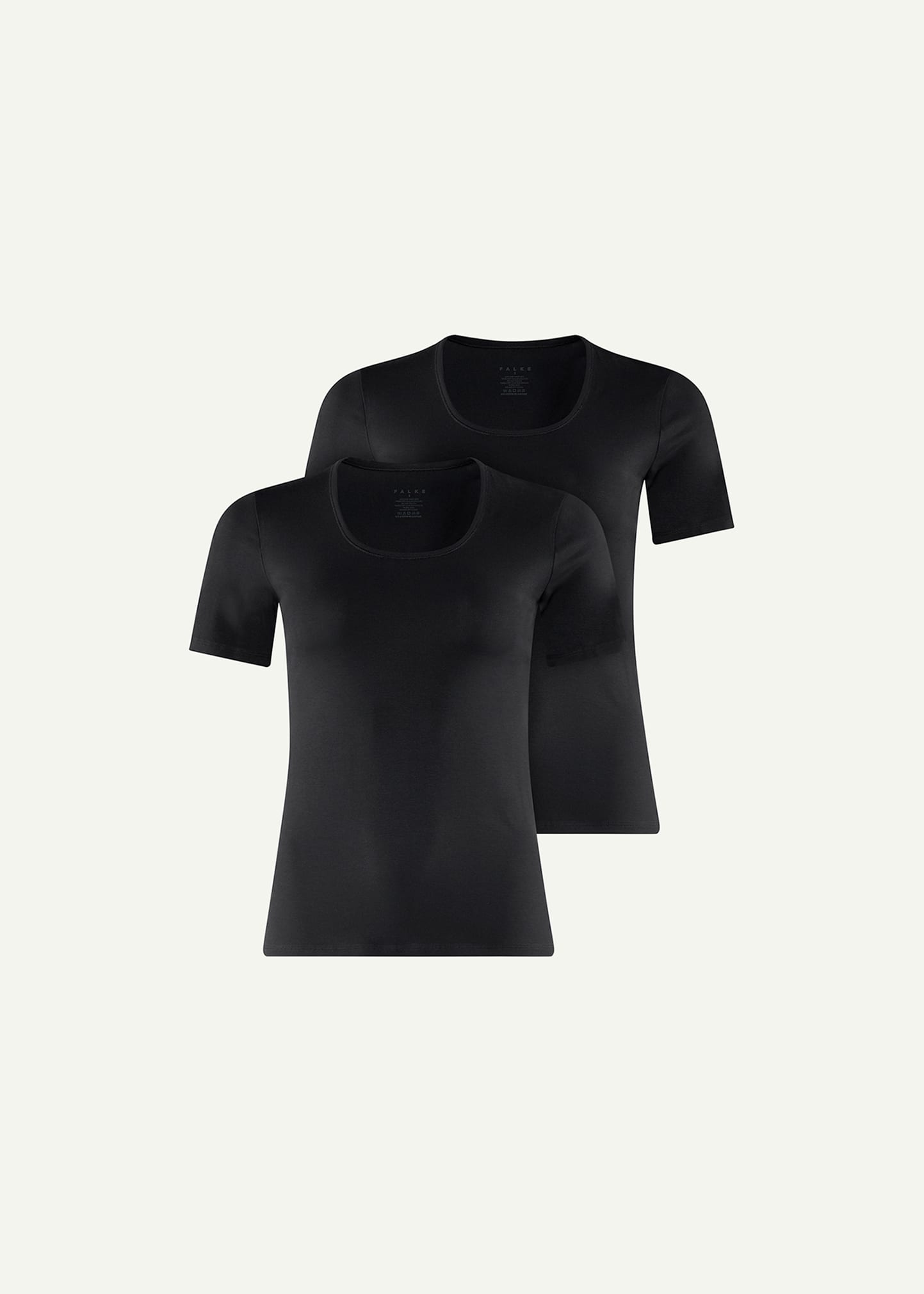 Falke Scoop-neck Egyptian Cotton T-shirt 2-pack In Black